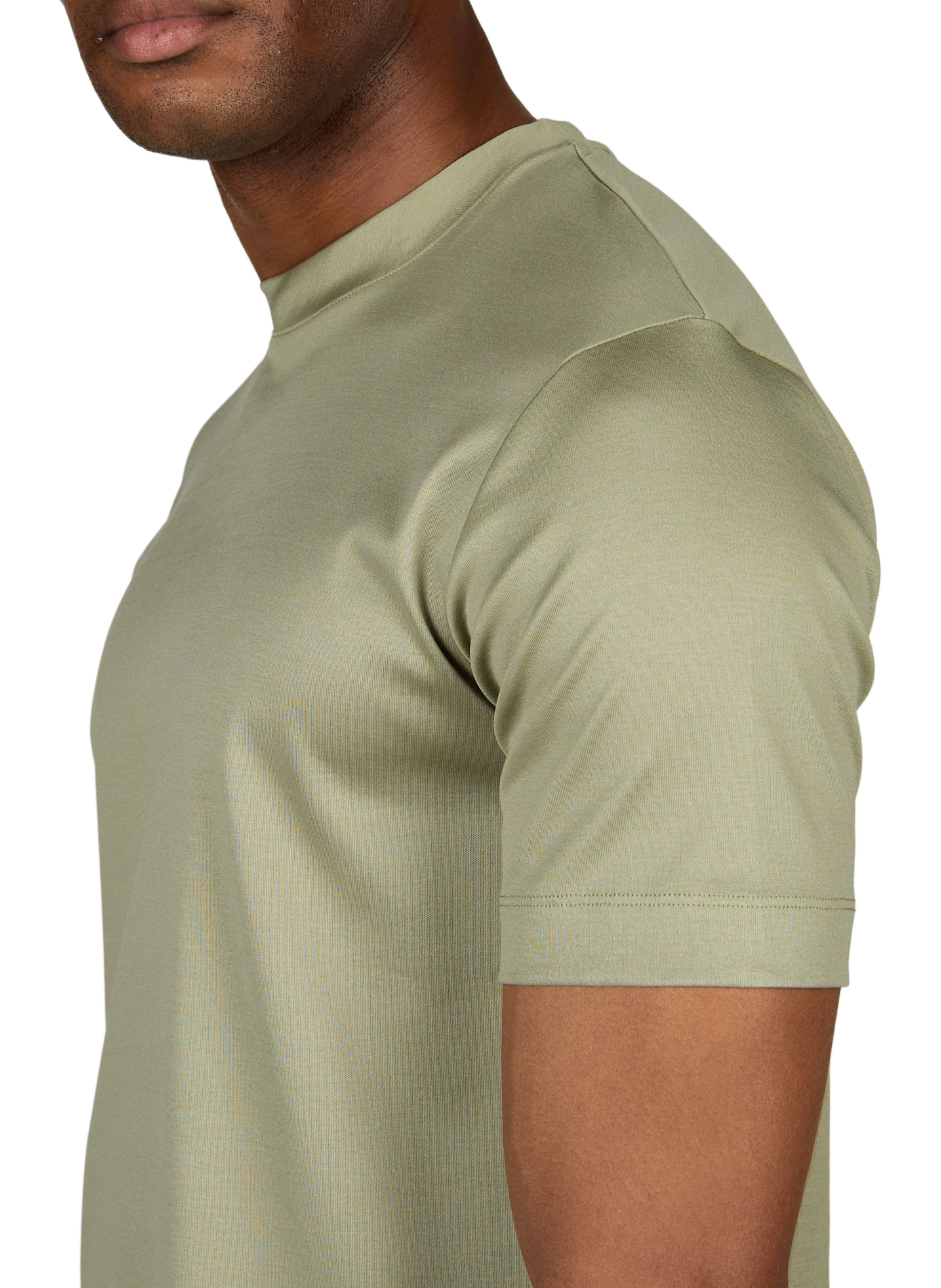 Effen T-shirt met ronde hals van katoen. AURELIEN Kaki