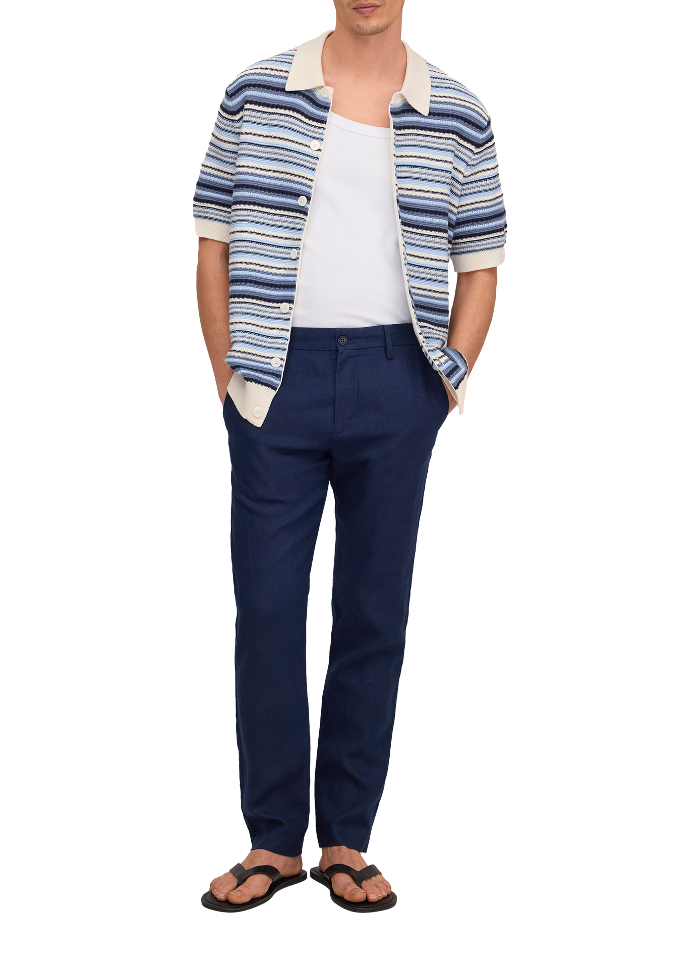 Striped cotton knit polo NN.07 Blue