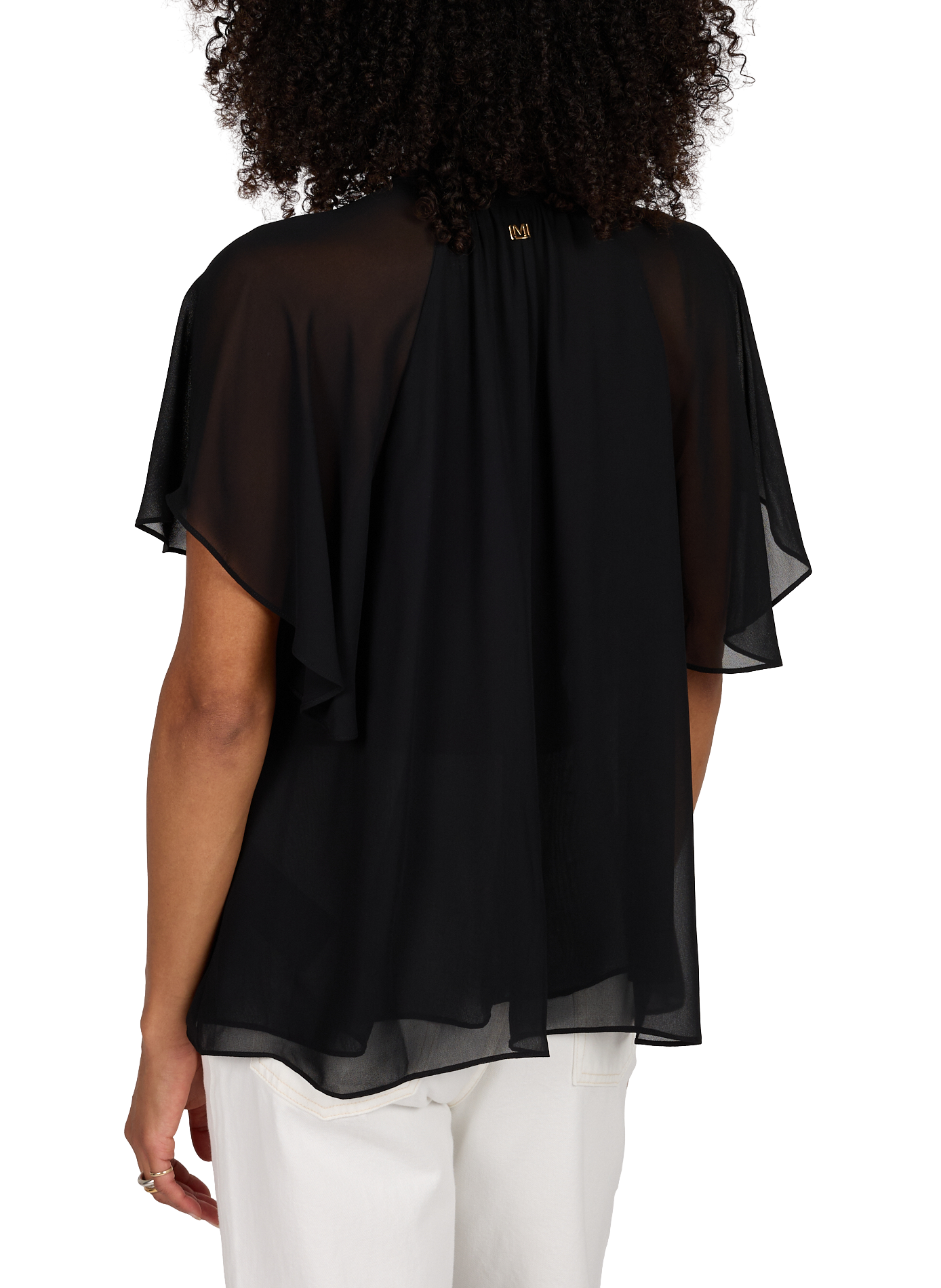 Kurzarm-Top mit V-Ausschnitt von Hellen GUESS Schwarz
