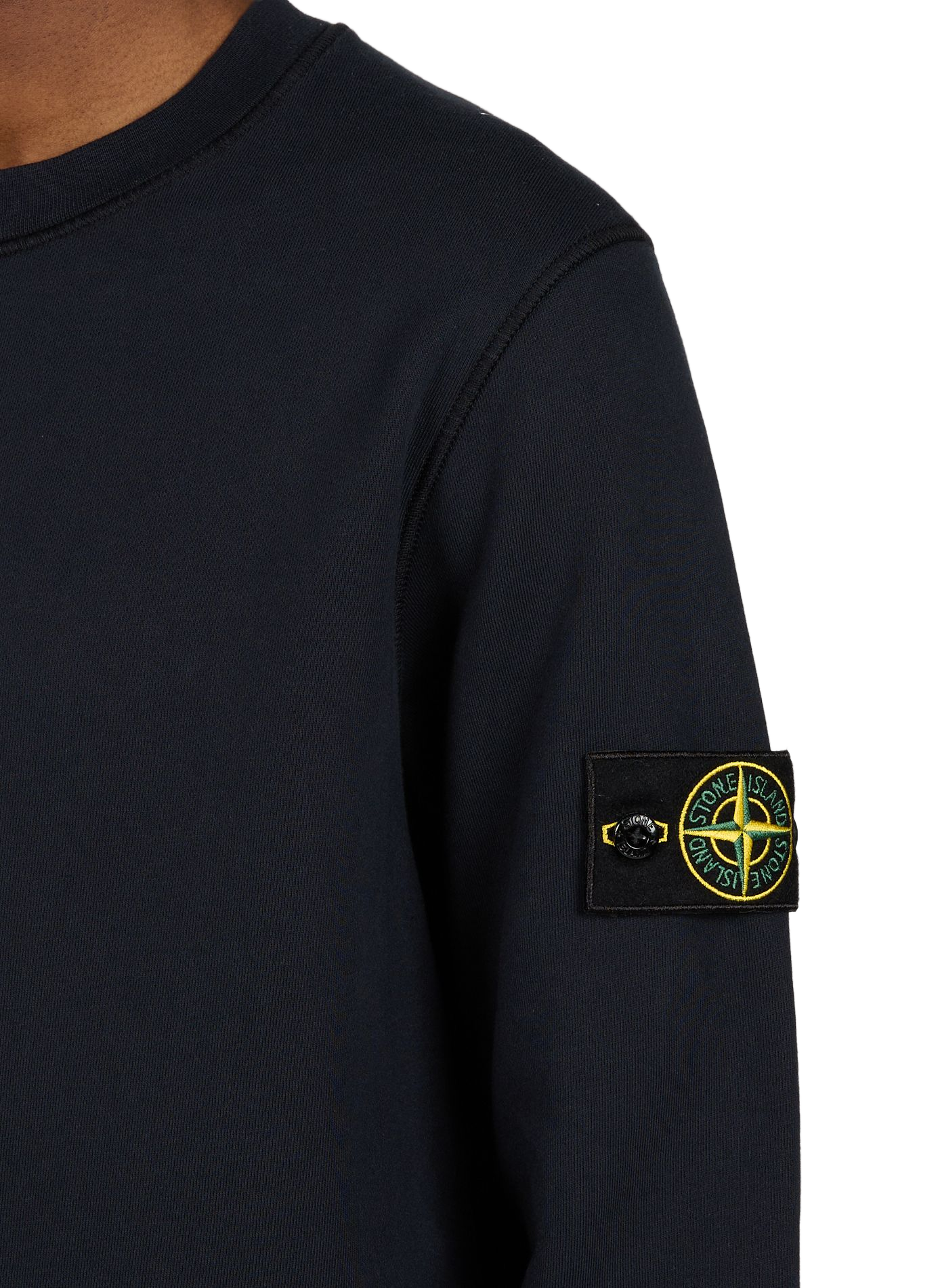 Straight round neck plain sweatshirt STONE ISLAND Blue