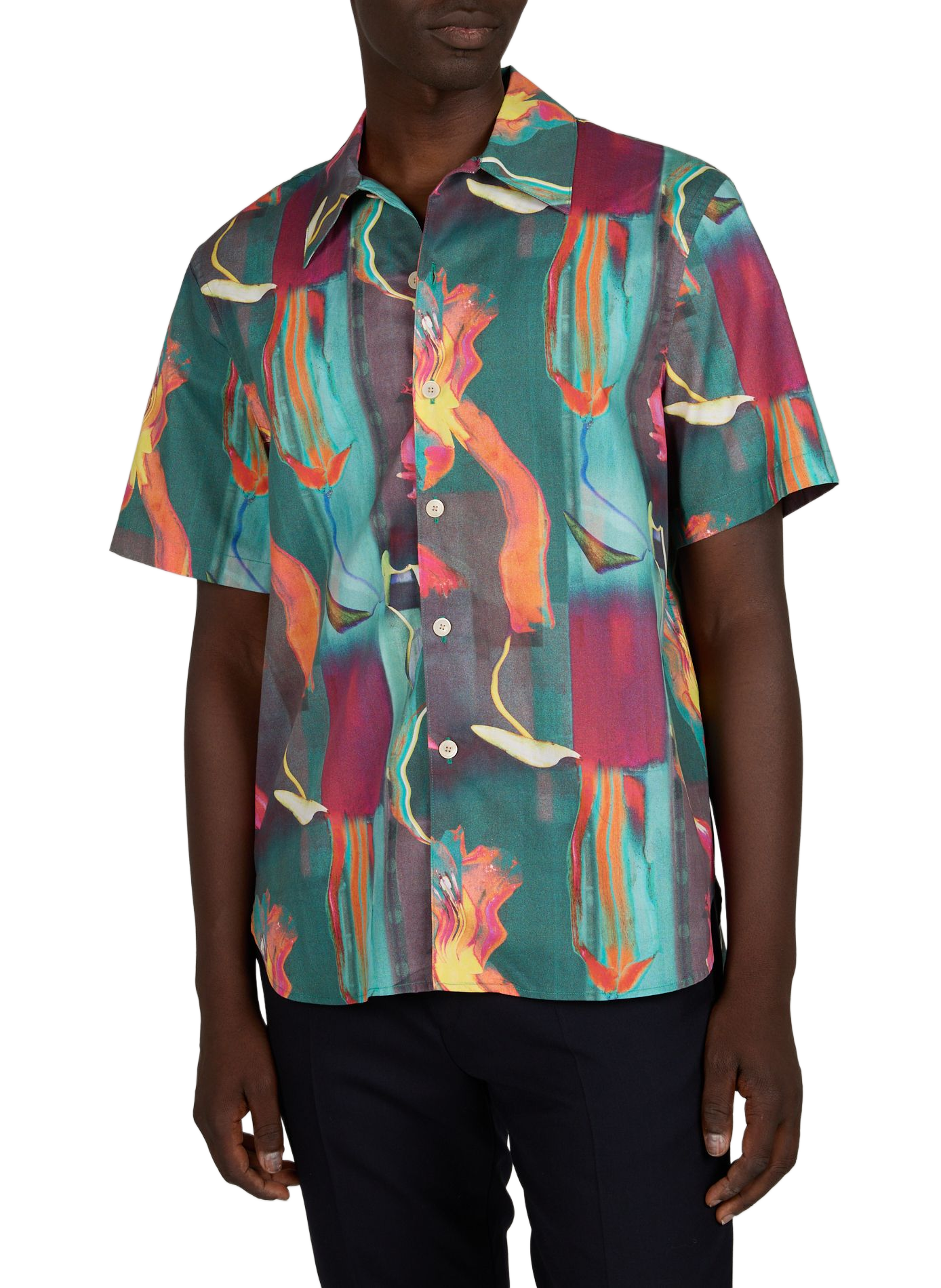 Chemise droite imprimée en coton PAUL SMITH Vert