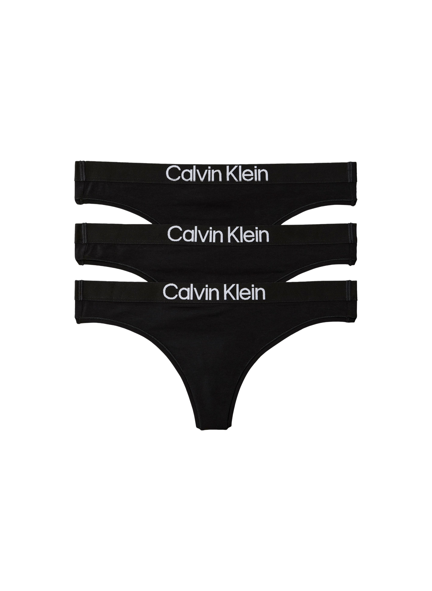 Set of 3 logo cotton blend thongs CALVIN KLEIN Black
