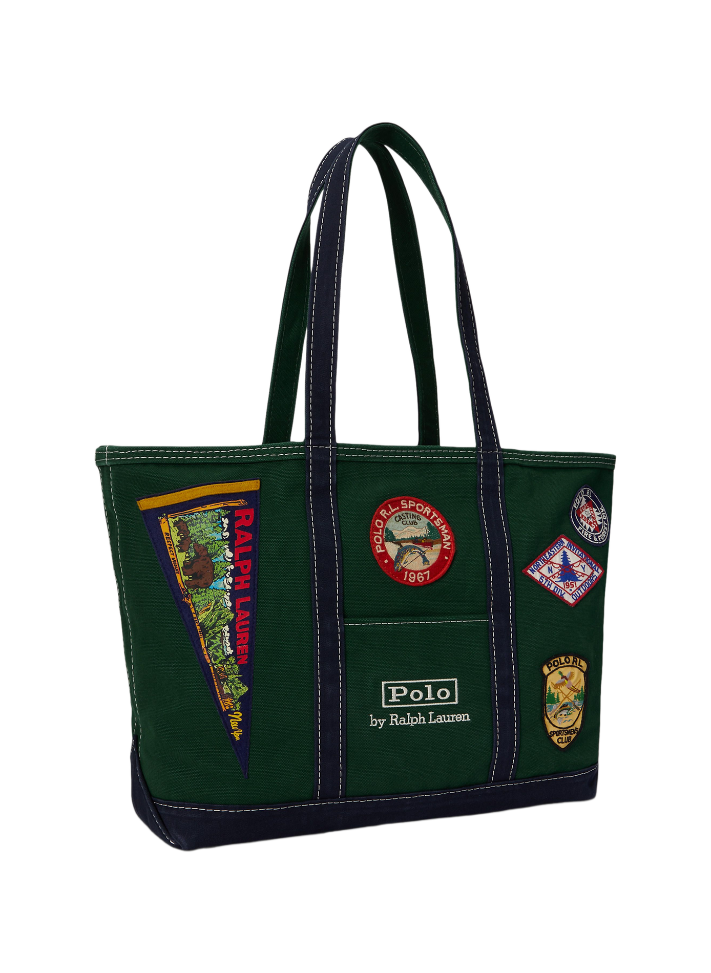 Leather bag with embroidered patches POLO RALPH LAUREN Green