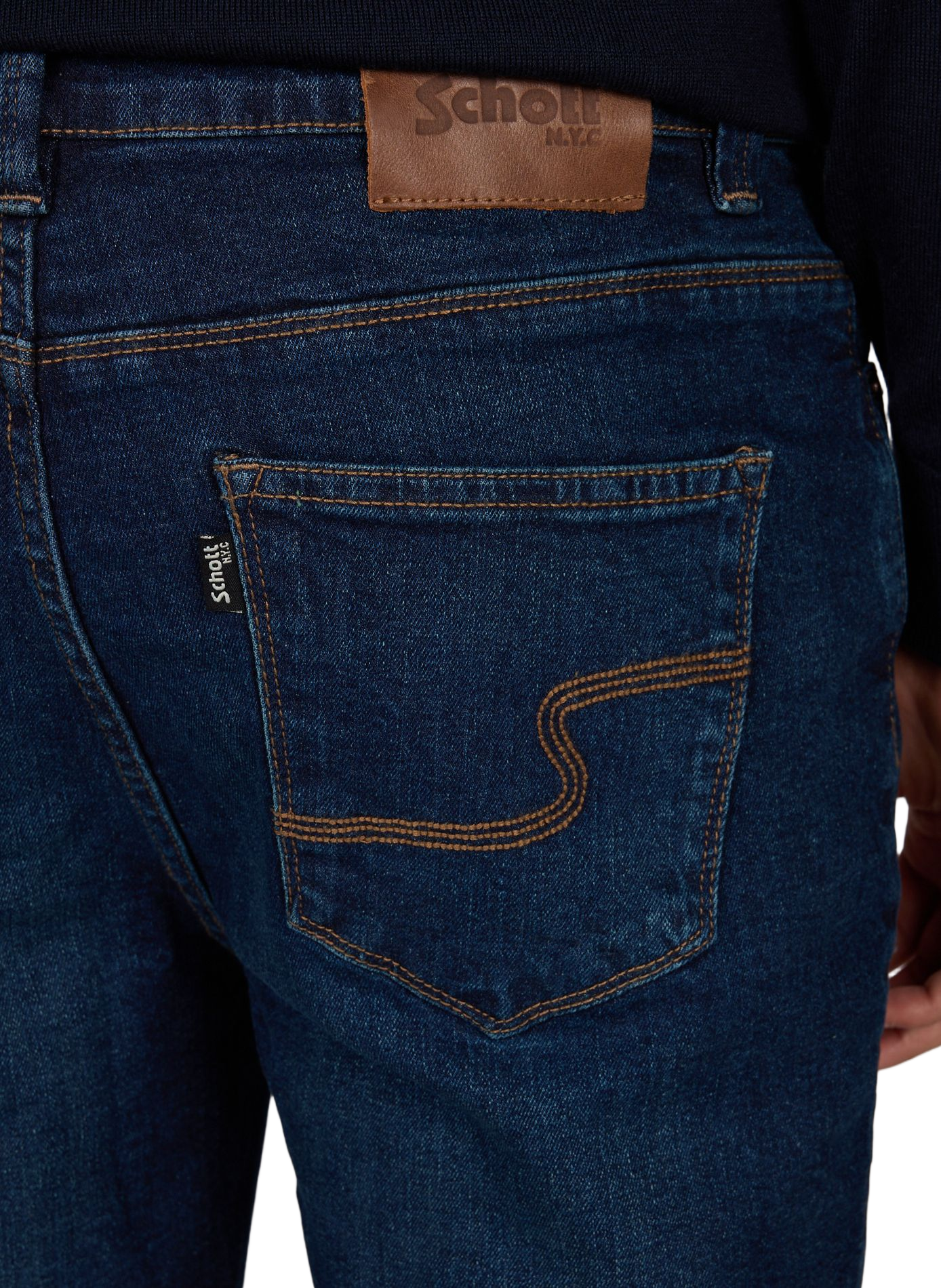 Jean droit en coton SCHOTT Bleu