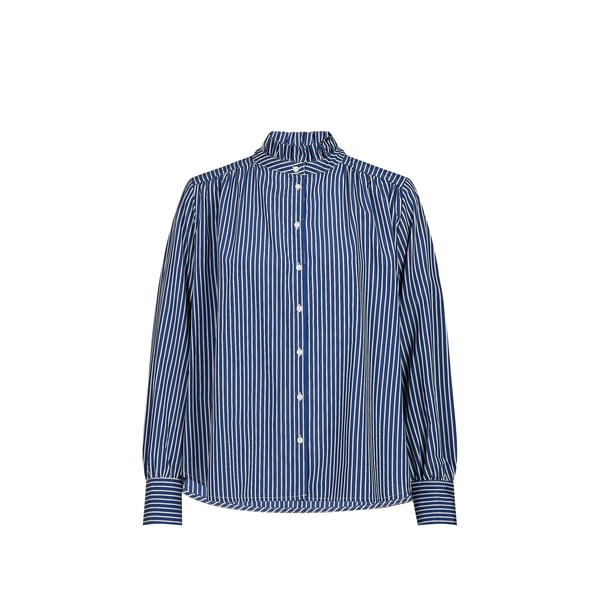 Chemise rayée à volants en coton mélangé Chemise rayée à volants en coton mélangé