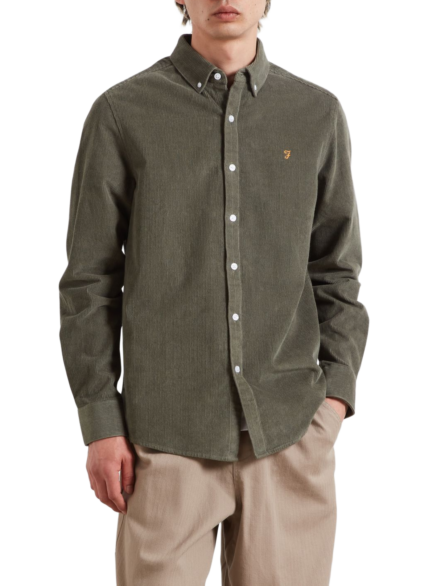 Straight classic collar shirt in cotton FARAH Green
