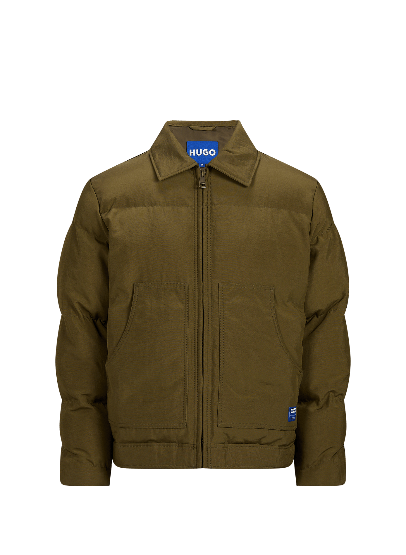 Straight puffer jacket with classic collar HUGO BLUE Khaki