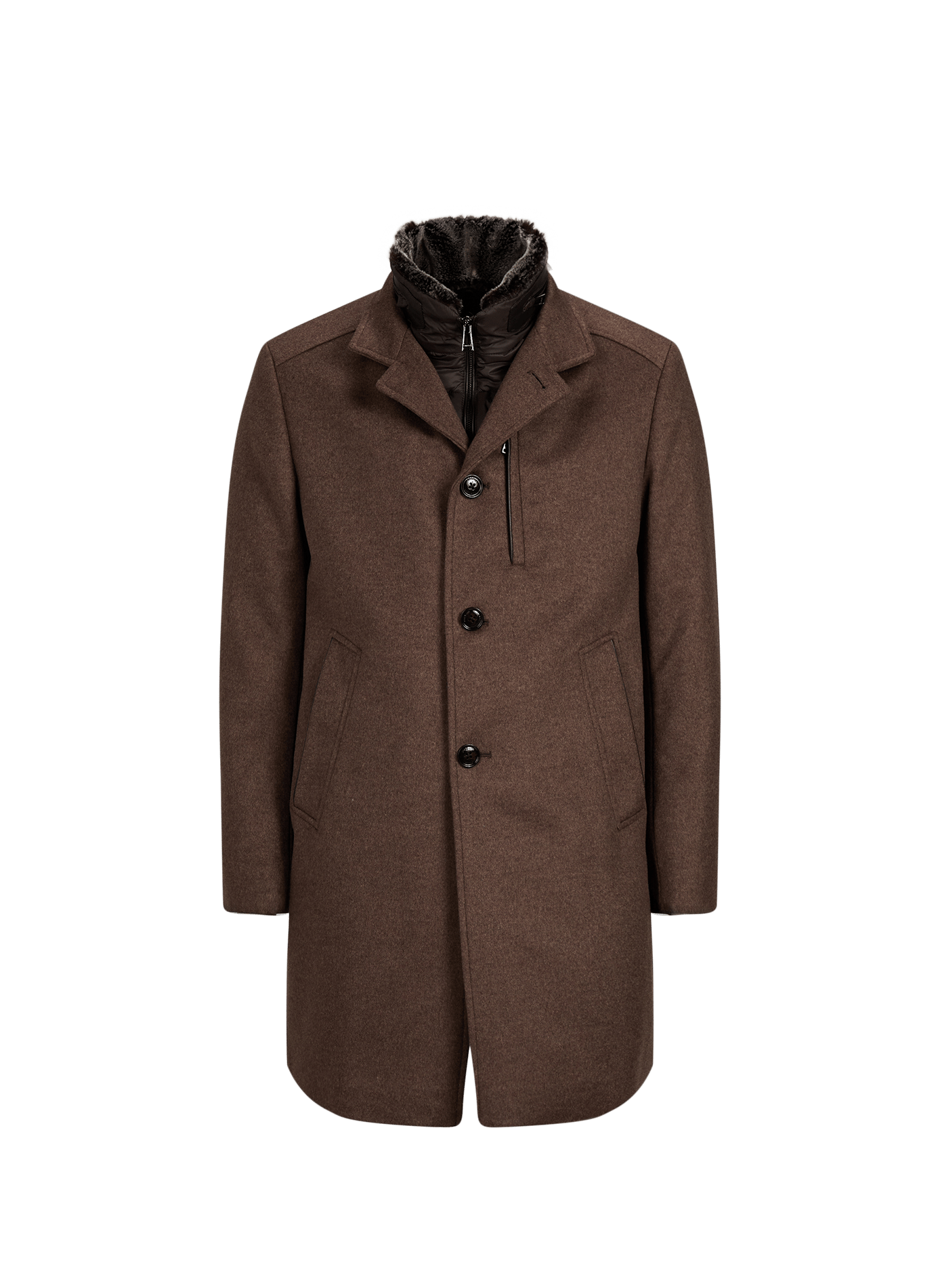 Manteau col montant en laine mélangée