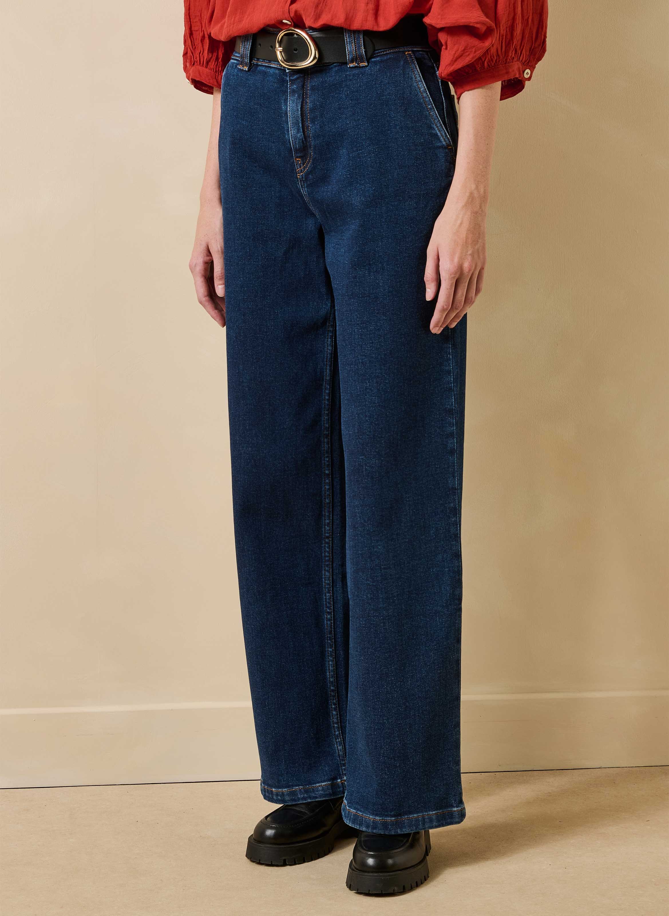Wijde jeans van een mix met biologisch katoen LA FEE MARABOUTEE Blauw