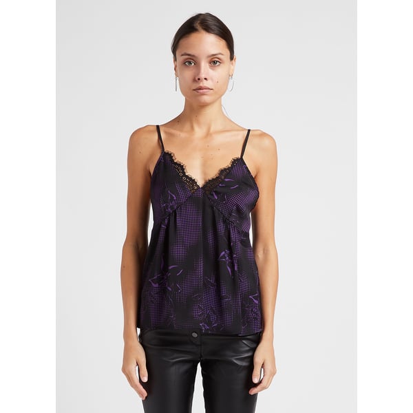 Caraco col v fluide à fleurs et pois