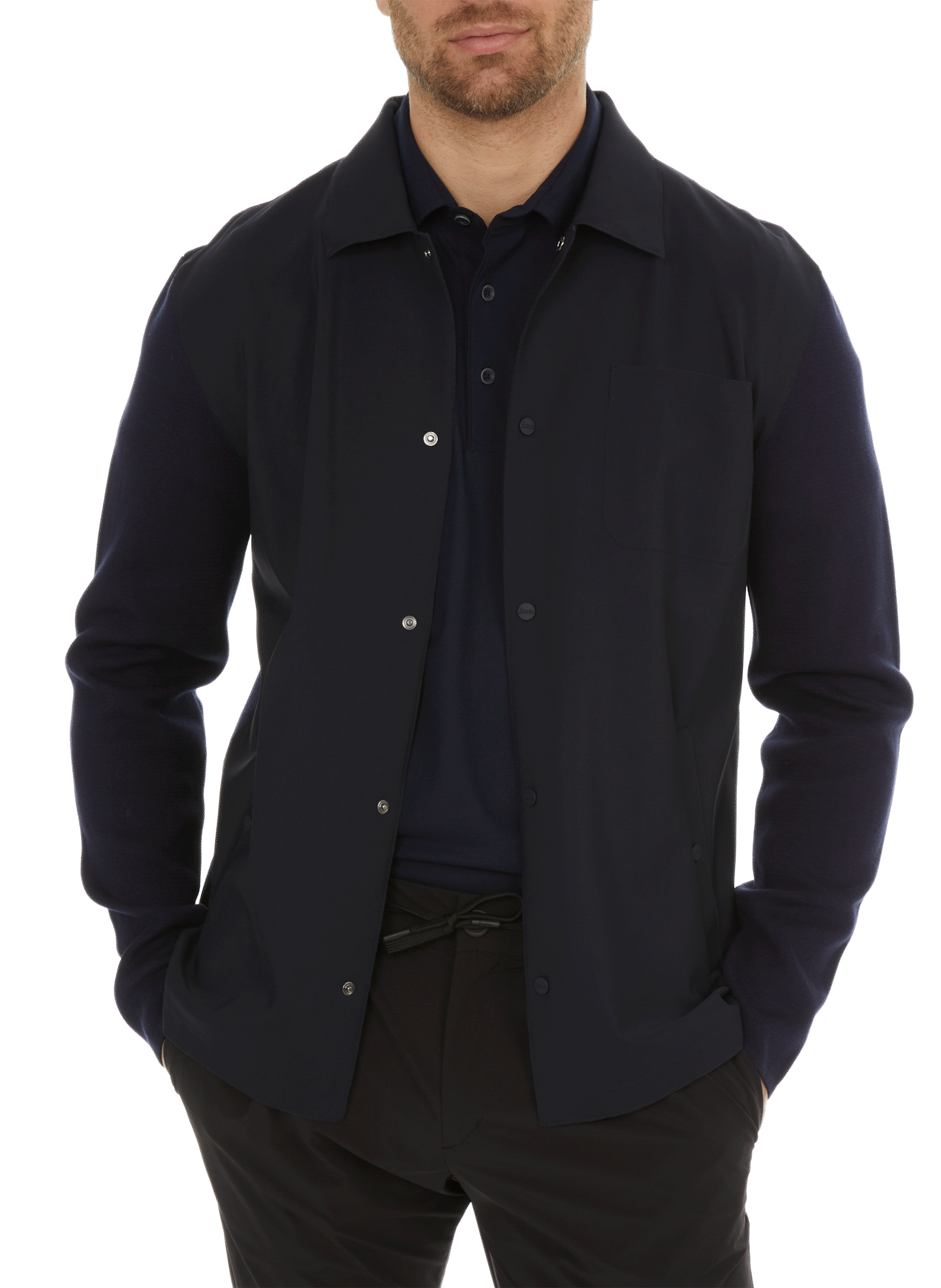 HERNO Veste bi-matière en coton Bleu