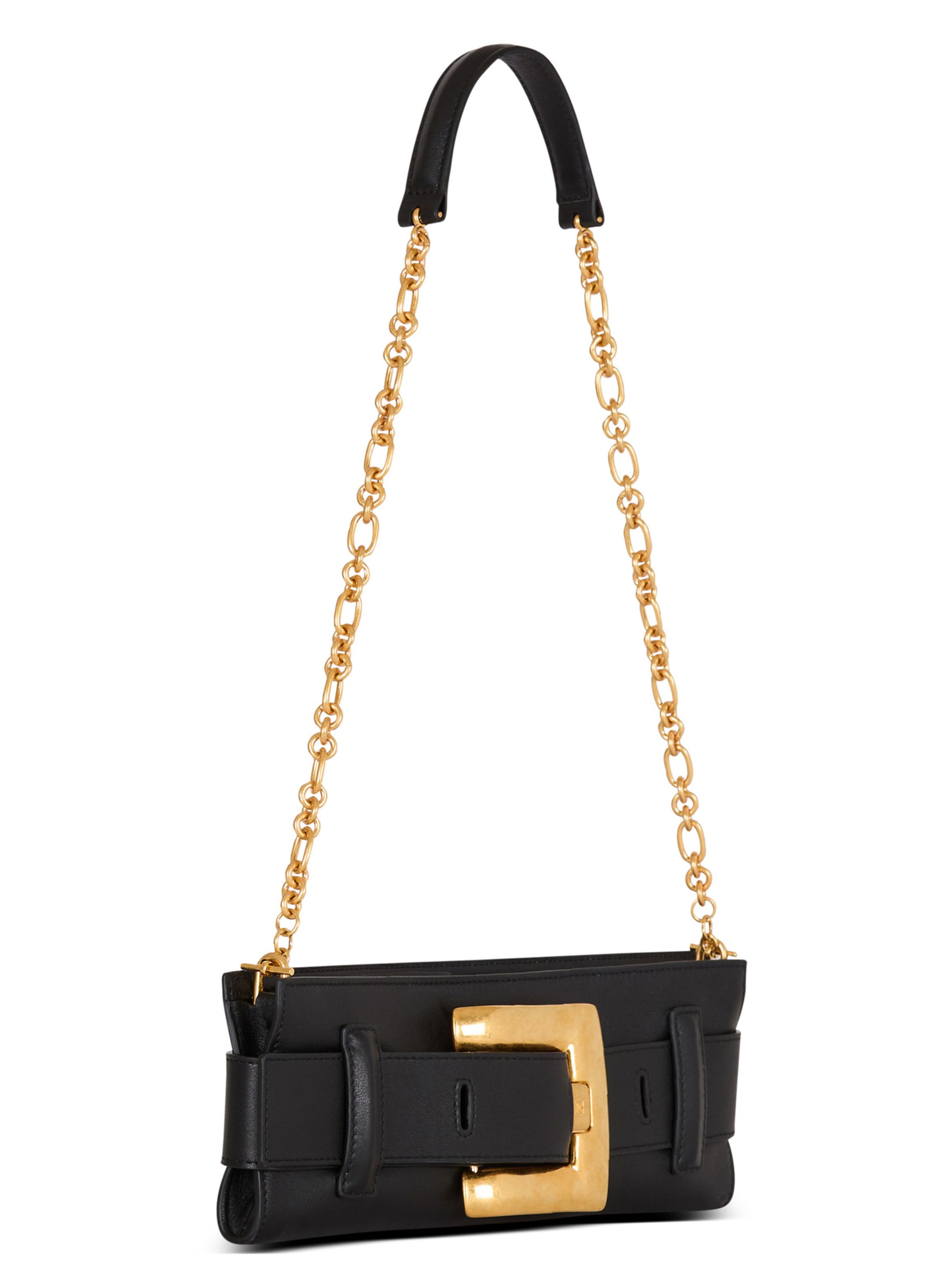 Pochette anthem en cuir de veau BALMAIN Noir
