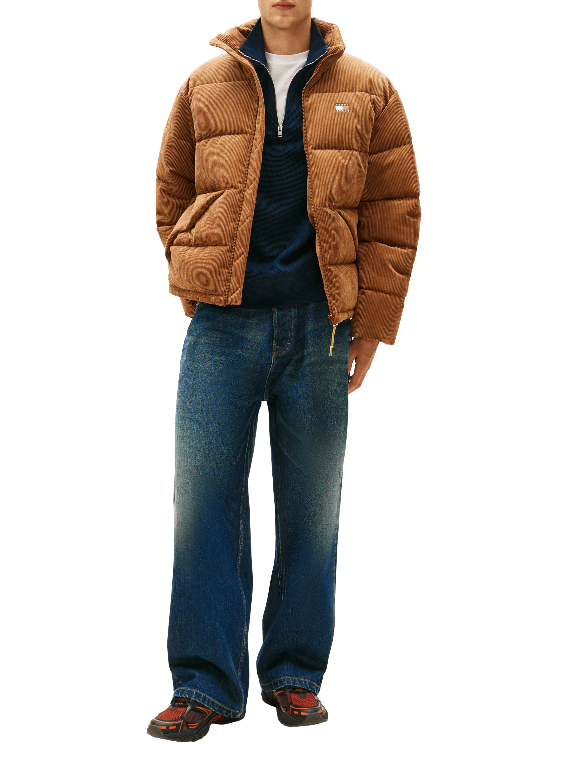 Water-repellent corduroy puffer jacket TOMMY HILFIGER Brown