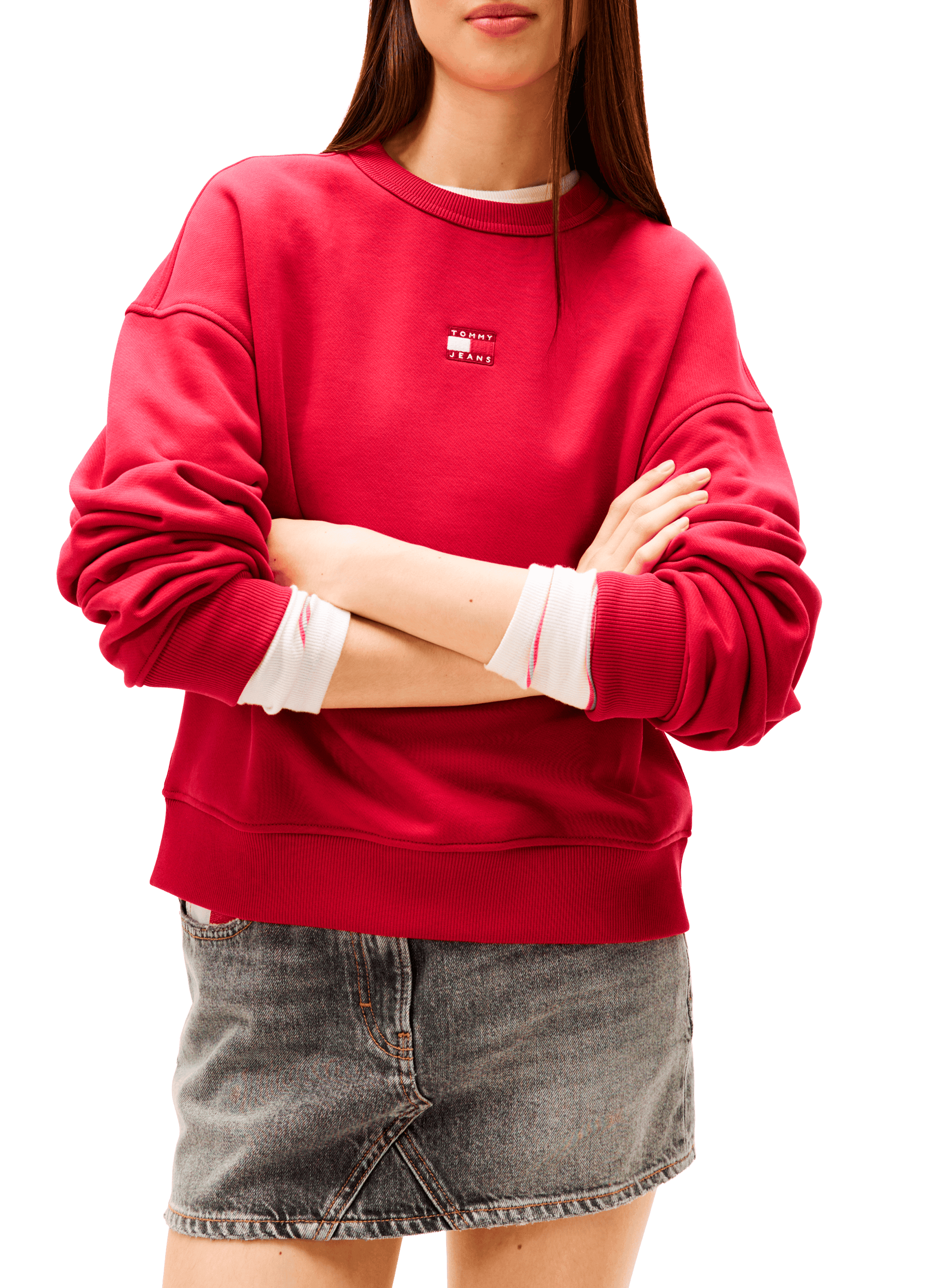 TOMMY HILFIGER Cotton round neck Sweatshirt Red