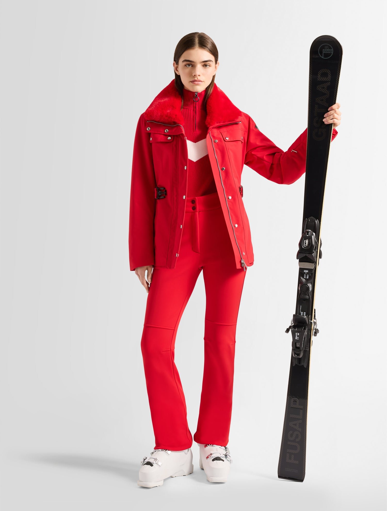 Veste de ski dessa col tailleur coupe regular FUSALP Rouge