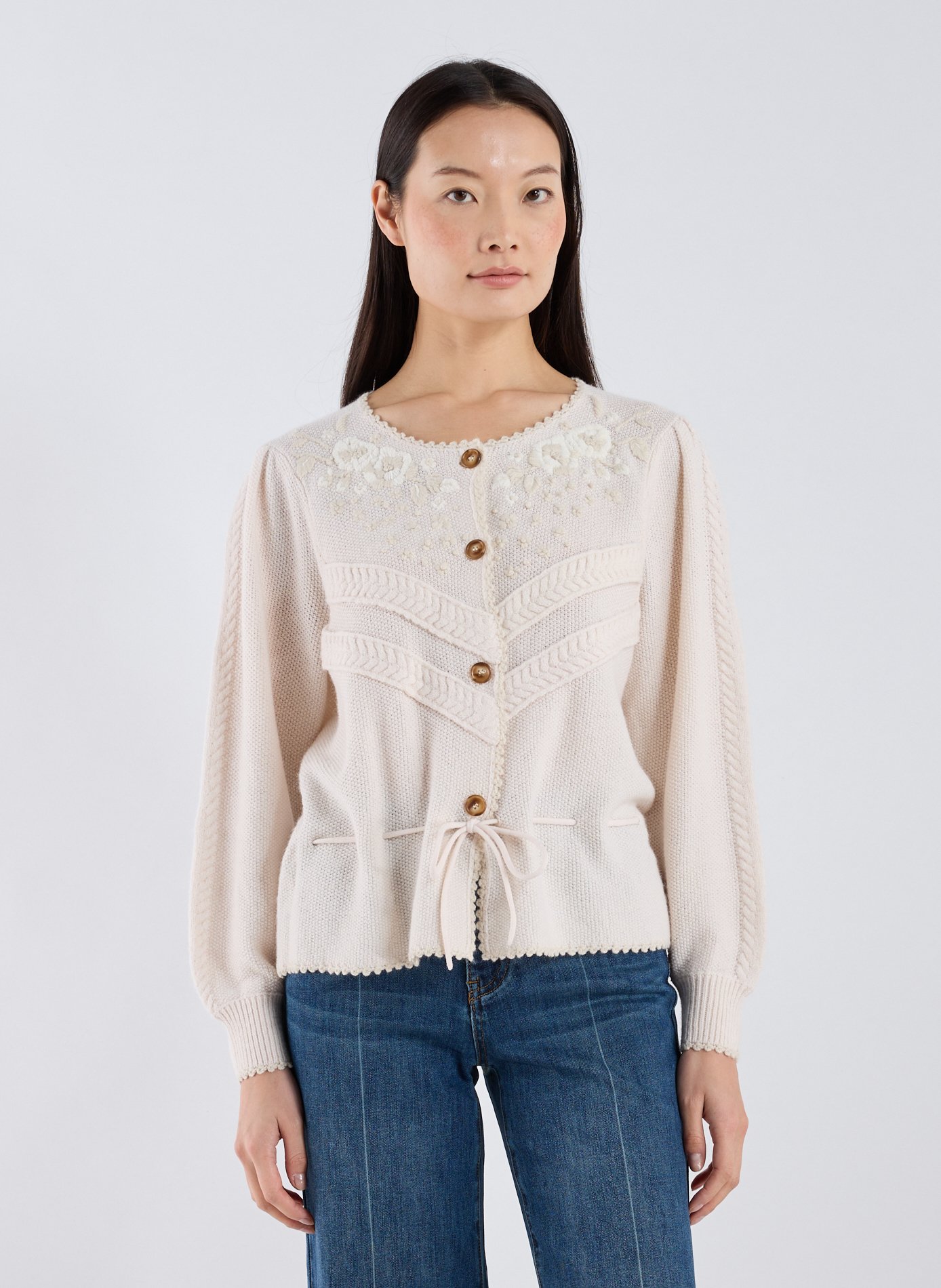 LOUISE MISHA Cardigan en laine mélangée Blanc