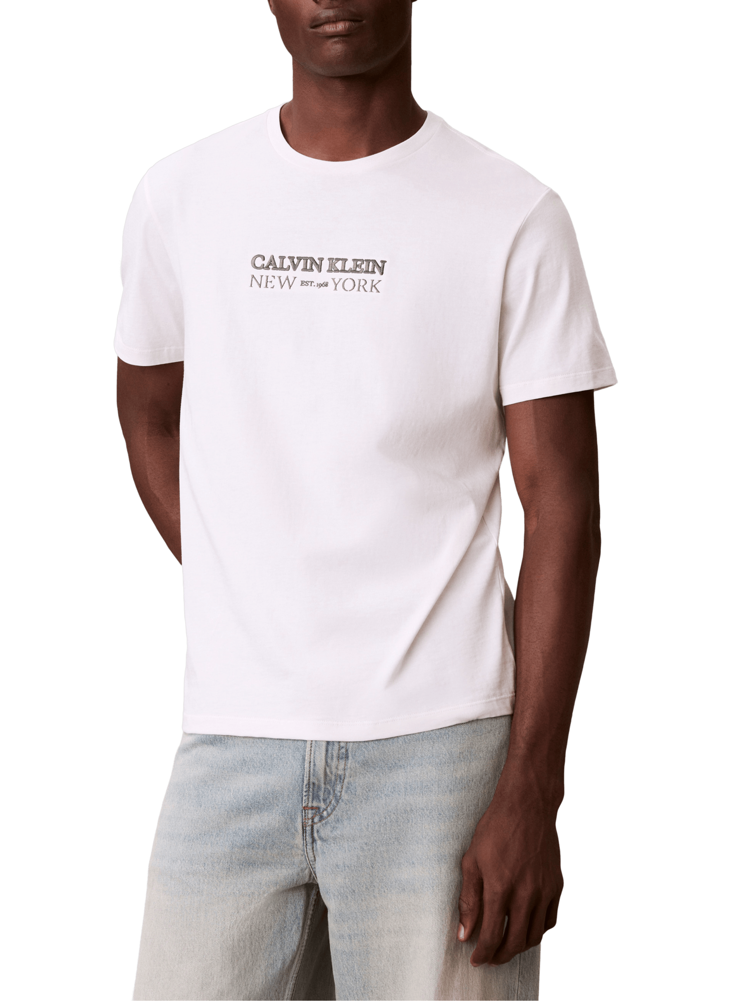 Short-sleeved cotton T-shirt with logo CALVIN KLEIN Beige