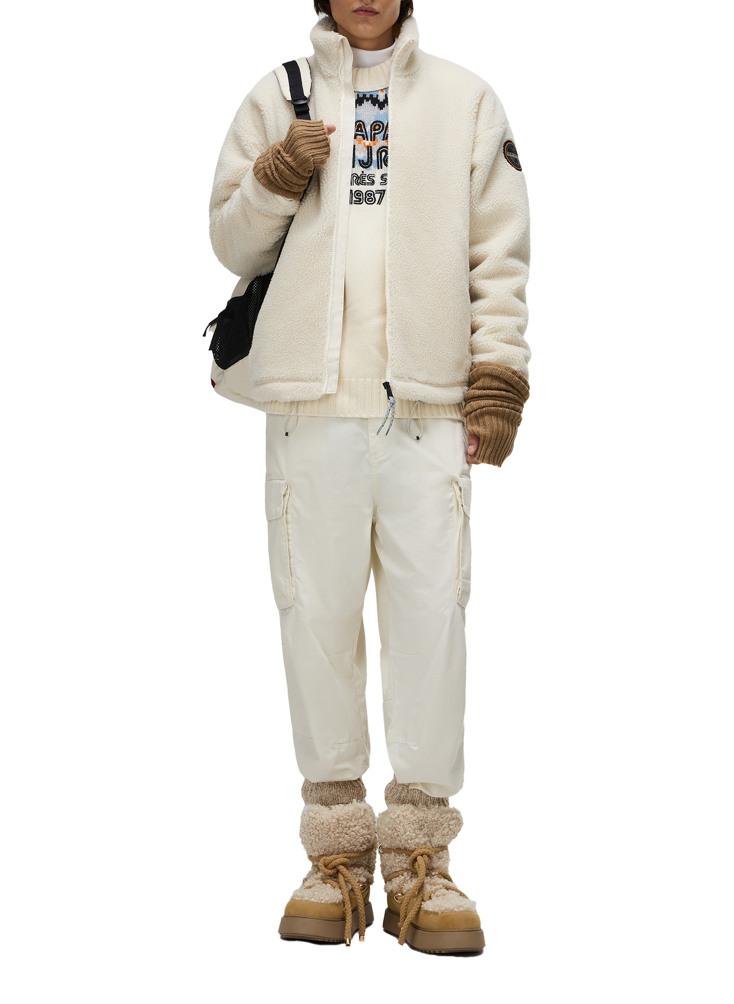 Fleece zip-up sweatshirt NAPAPIJRI Beige