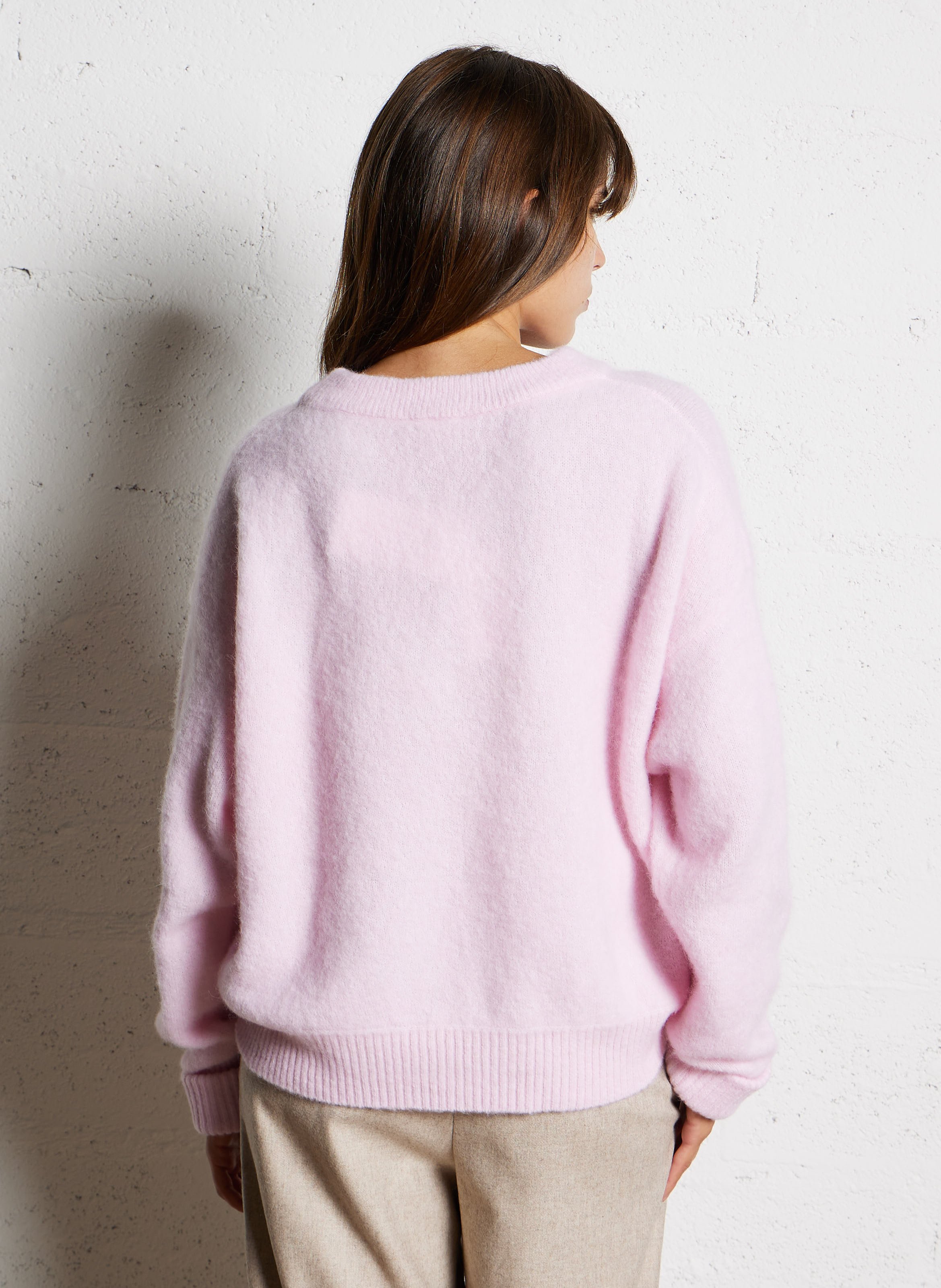Pull ample col rond en laine mélangée vitow AMERICAN VINTAGE Rose