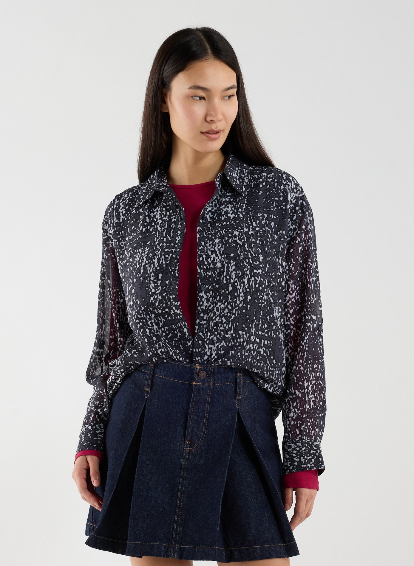 CALVIN KLEIN Classic-collar shirt with straight cuffs  Multicolour