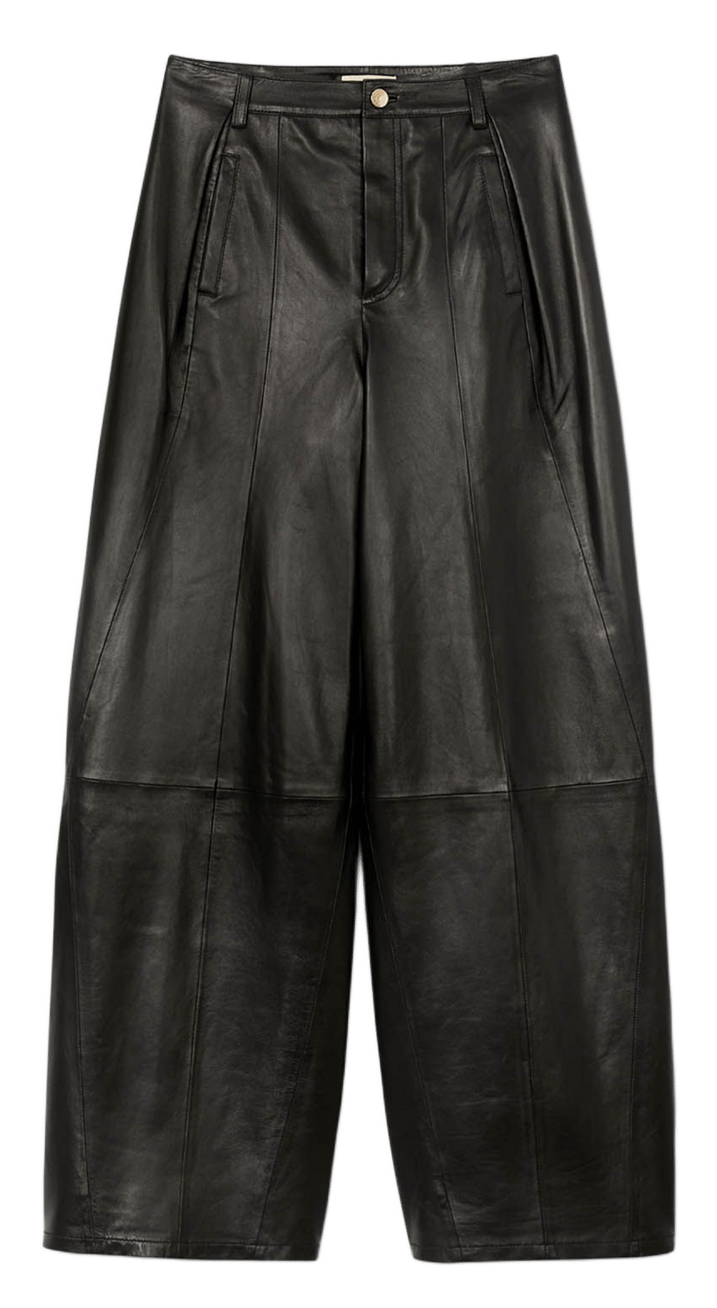 Pantalon large taille haute en cuir SANDRO Noir