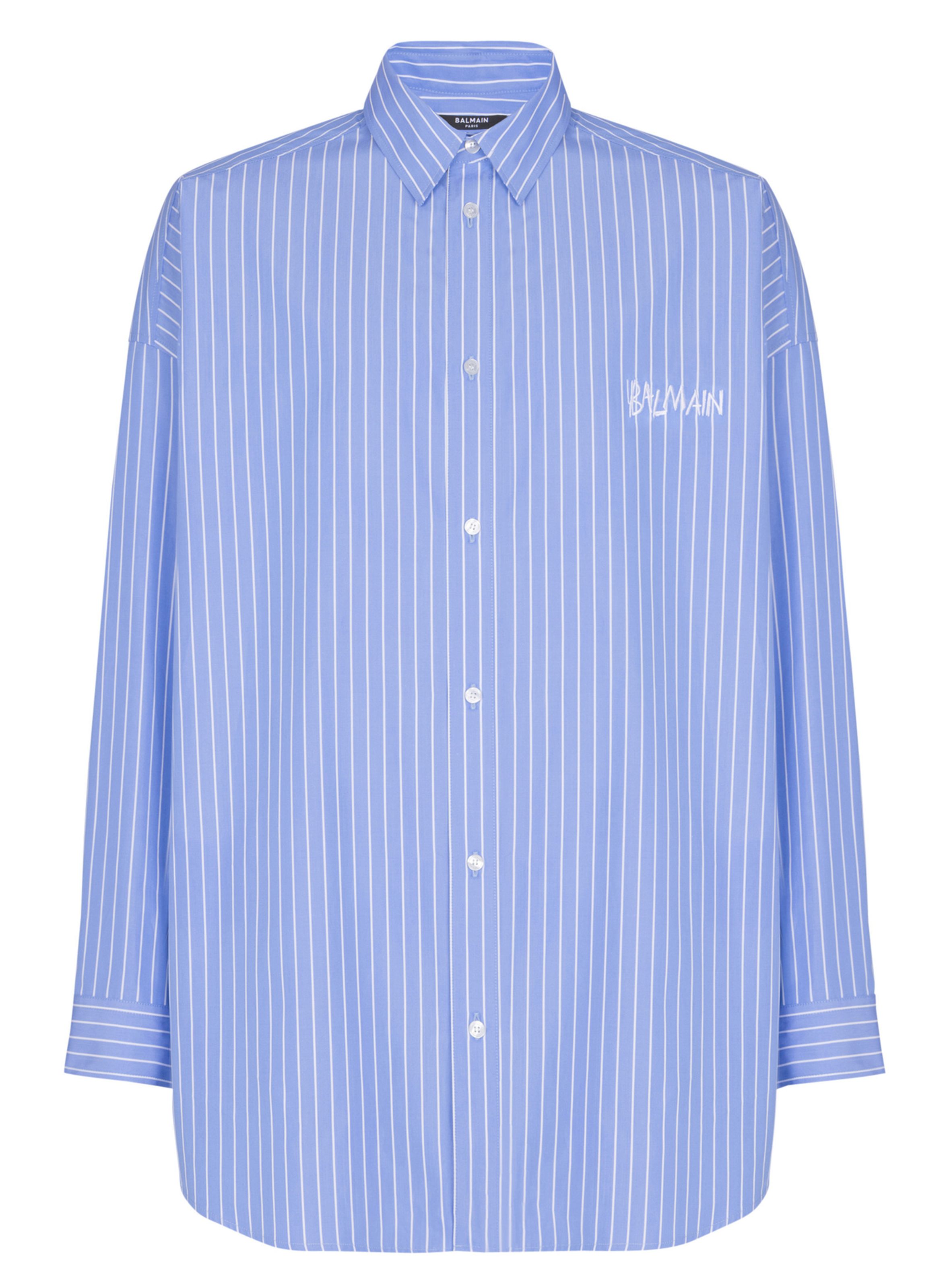 Chemise décontractée à rayures BALMAIN Bleu