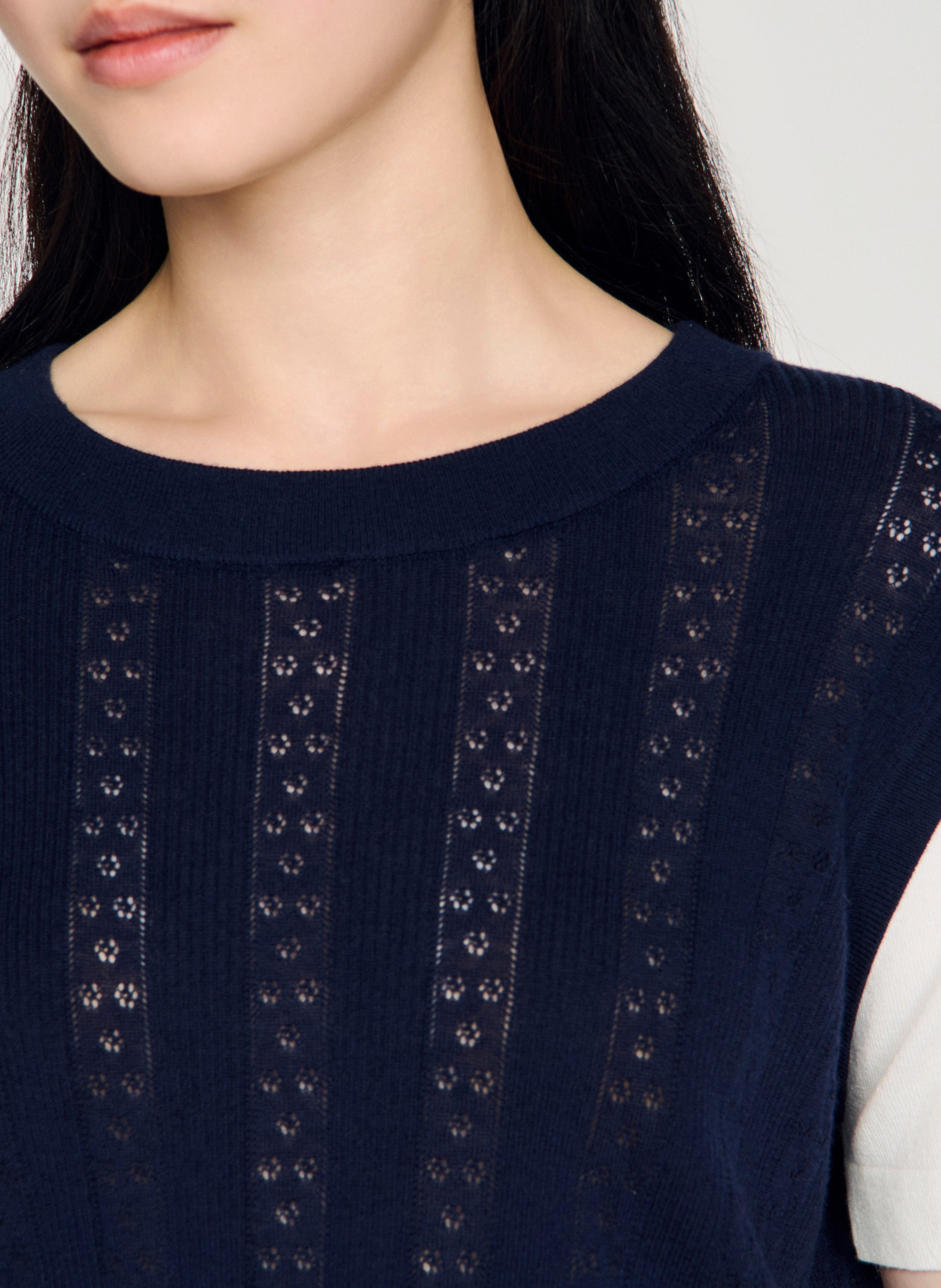 Pull col rond en laine SANDRO Bleu