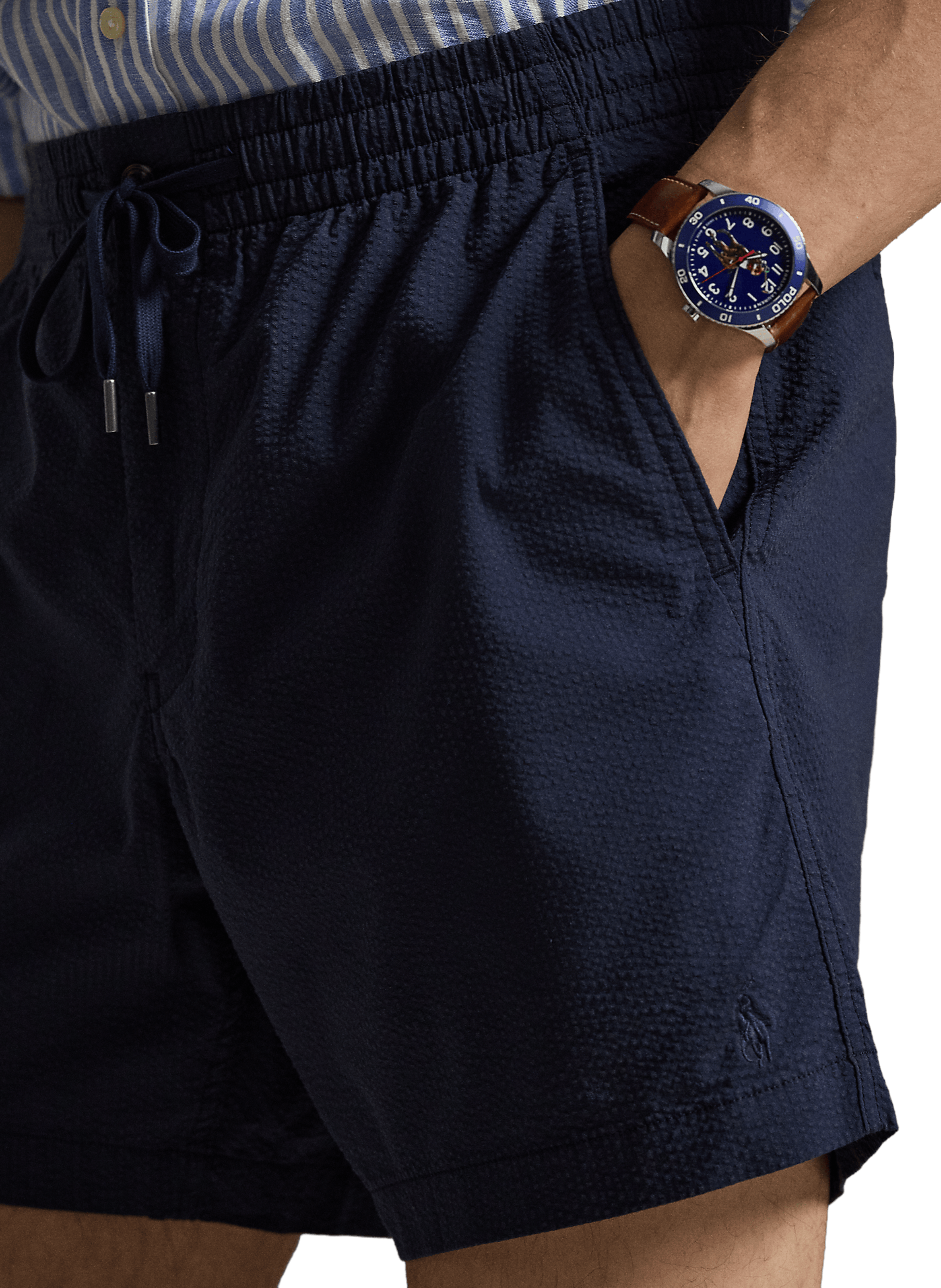 Short gaufré en coton mélangé POLO RALPH LAUREN Bleu