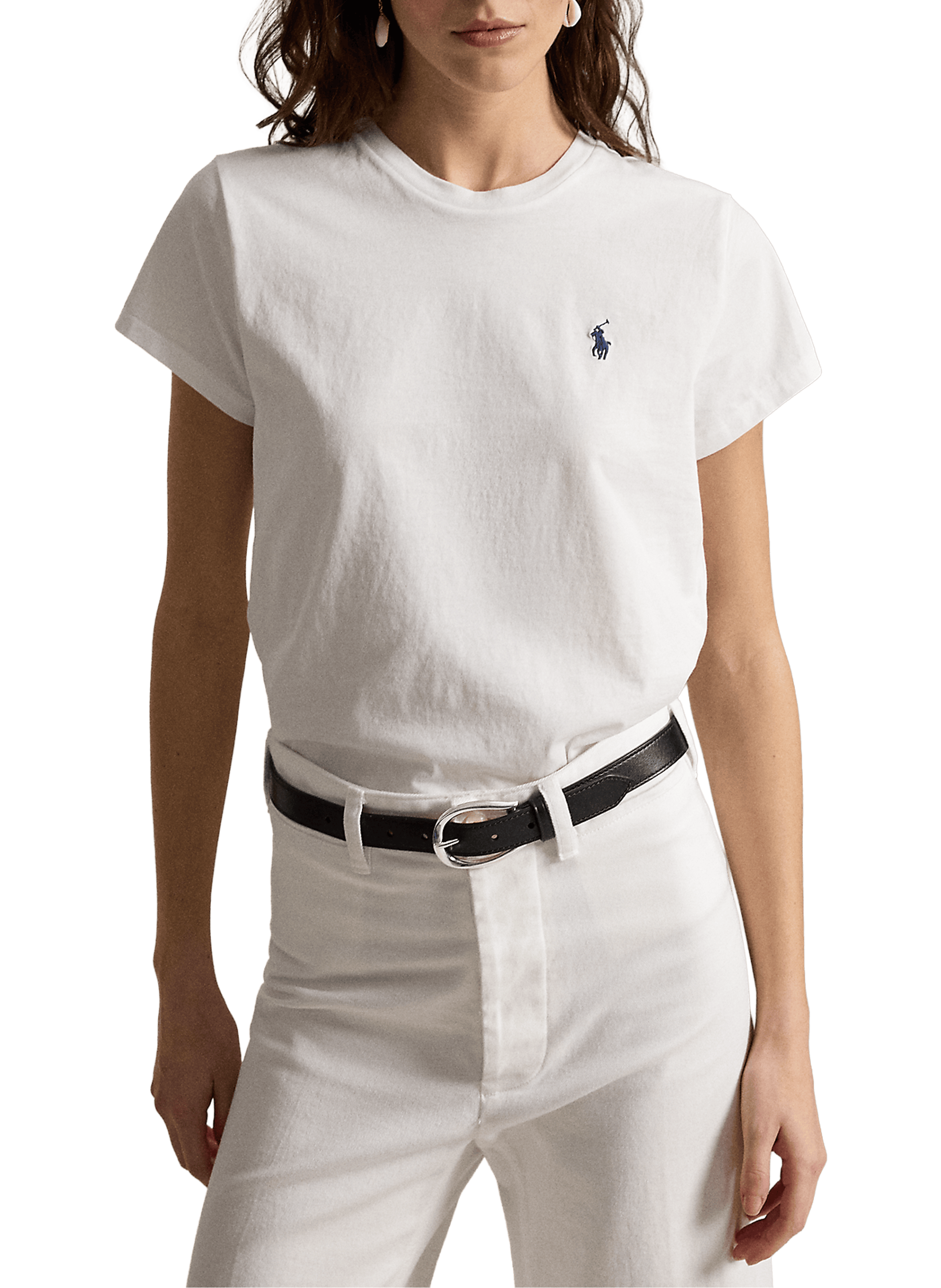 T-shirt brodé à manches courtes en coton POLO RALPH LAUREN Blanc