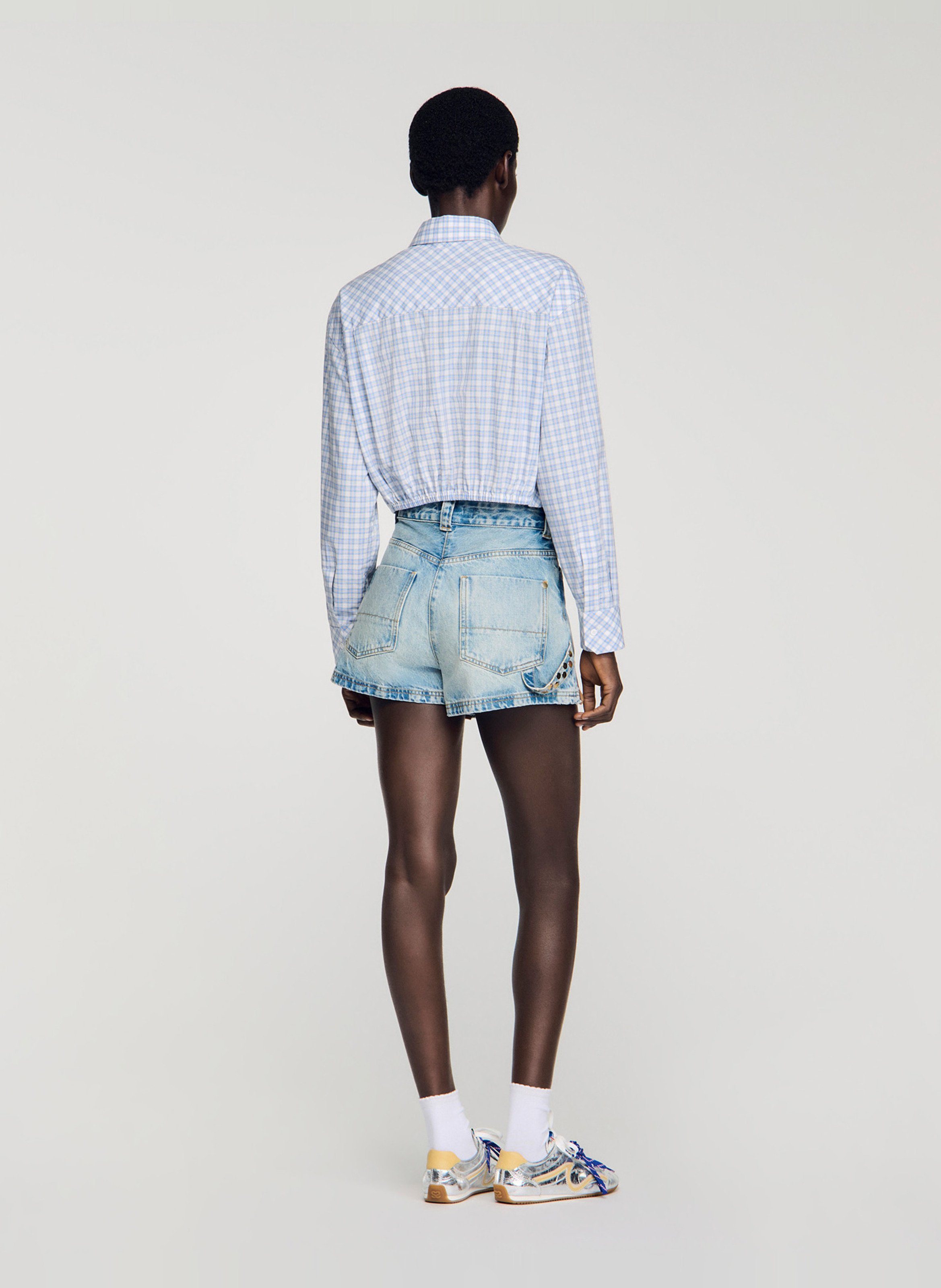 Chemise col classique à carreaux SANDRO Bleu