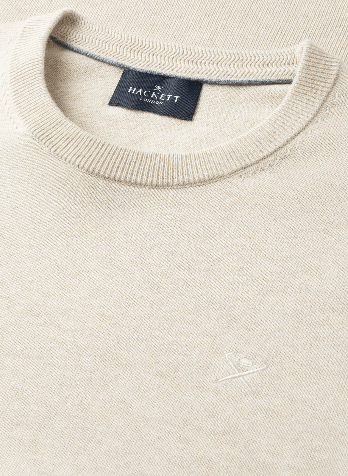 Round neck sweater in cotton and silk HACKETT Beige
