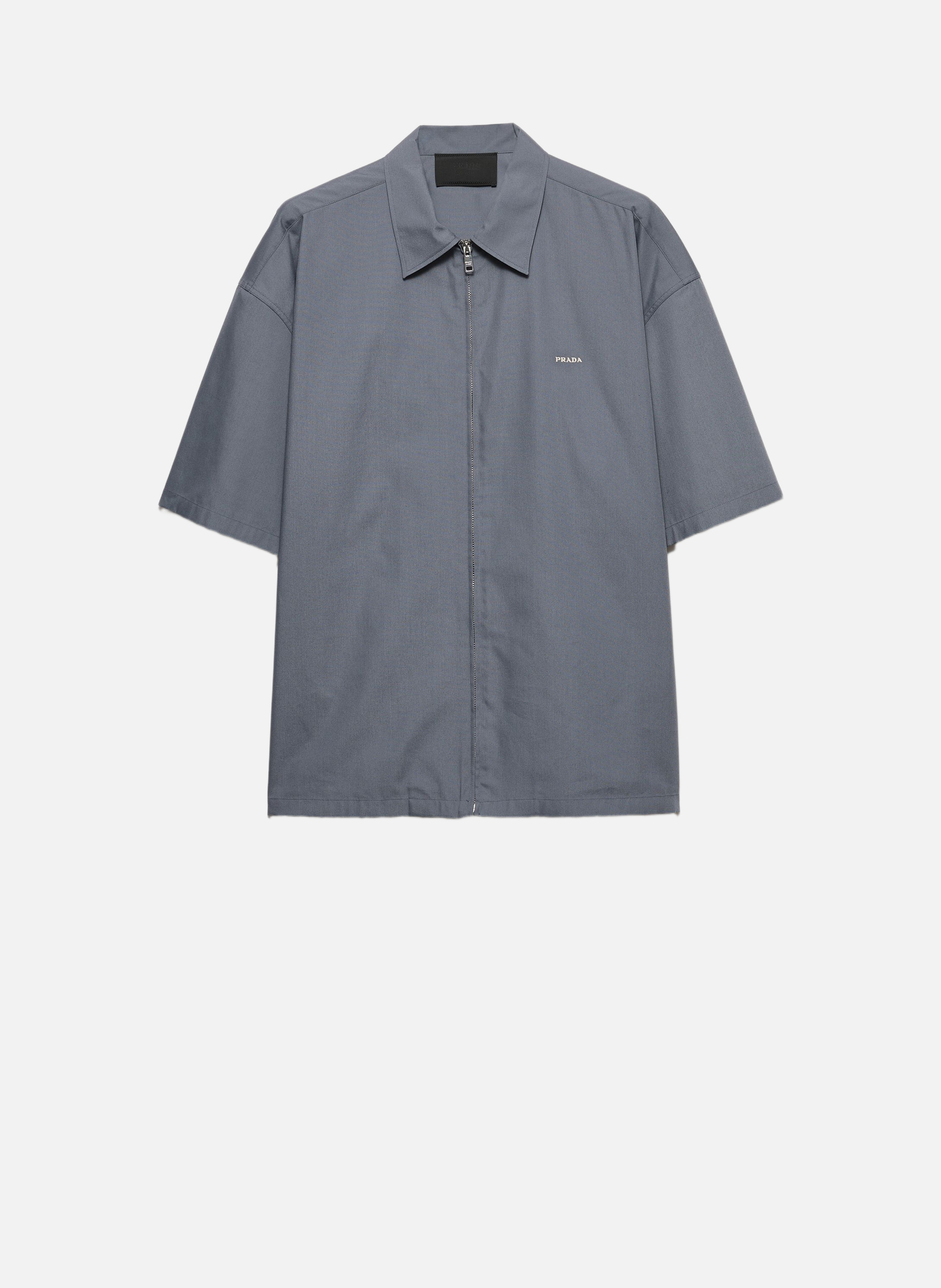 Chemise à manches courtes en coton technique PRADA Gris