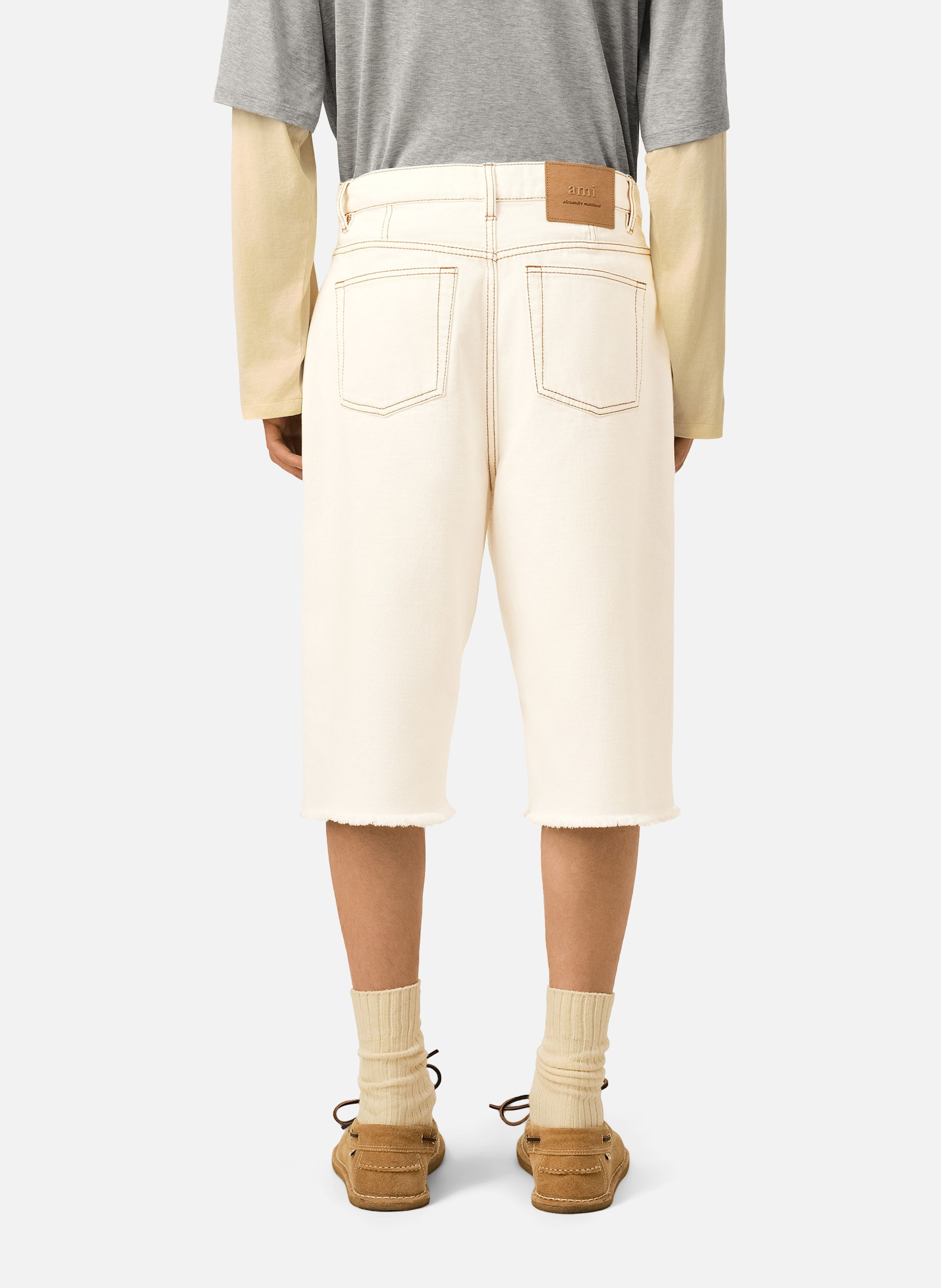 Short coupe wide en coton AMI PARIS Blanc