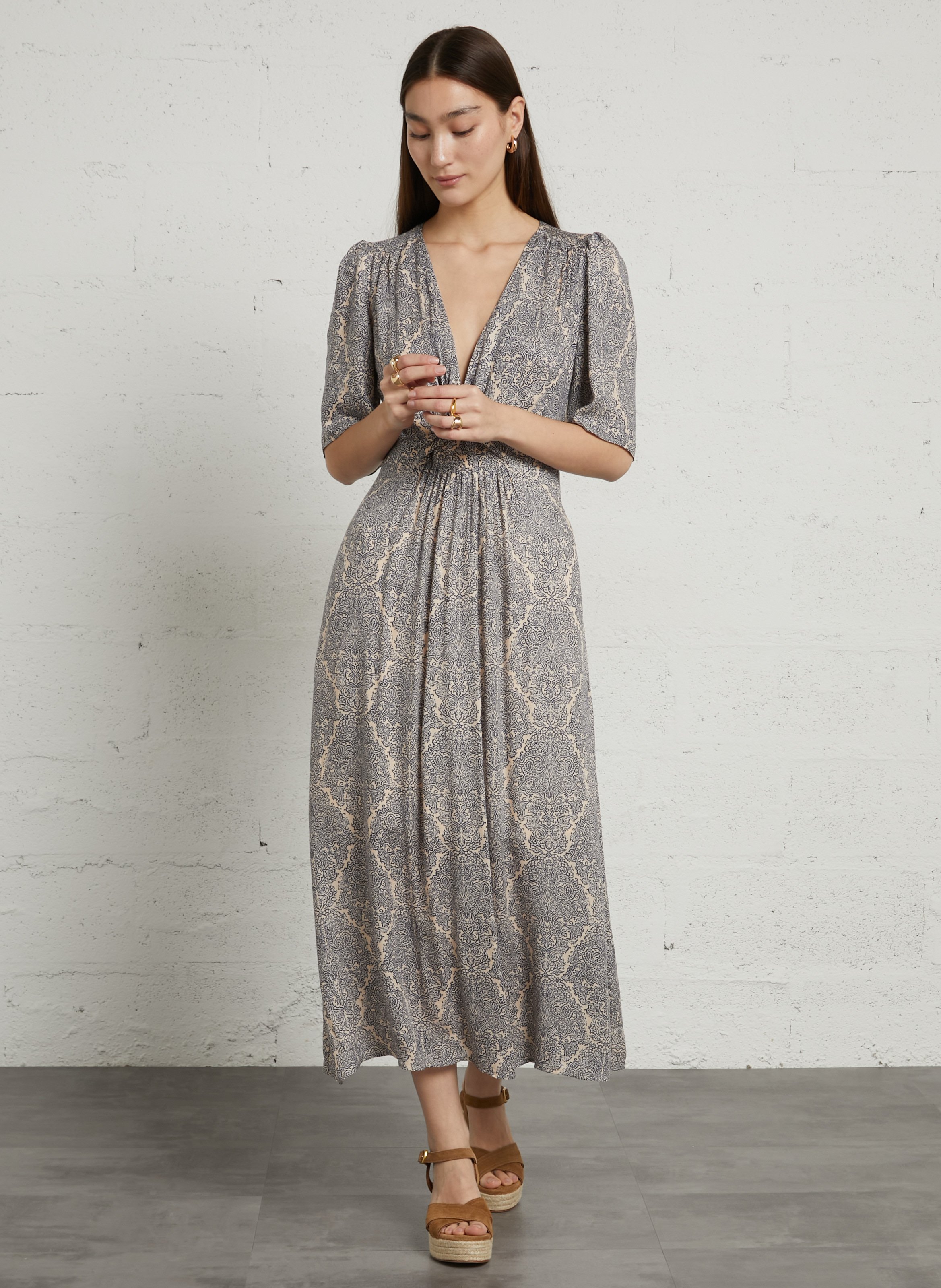 Robe longue imprimée love MAISON 123 Bleu