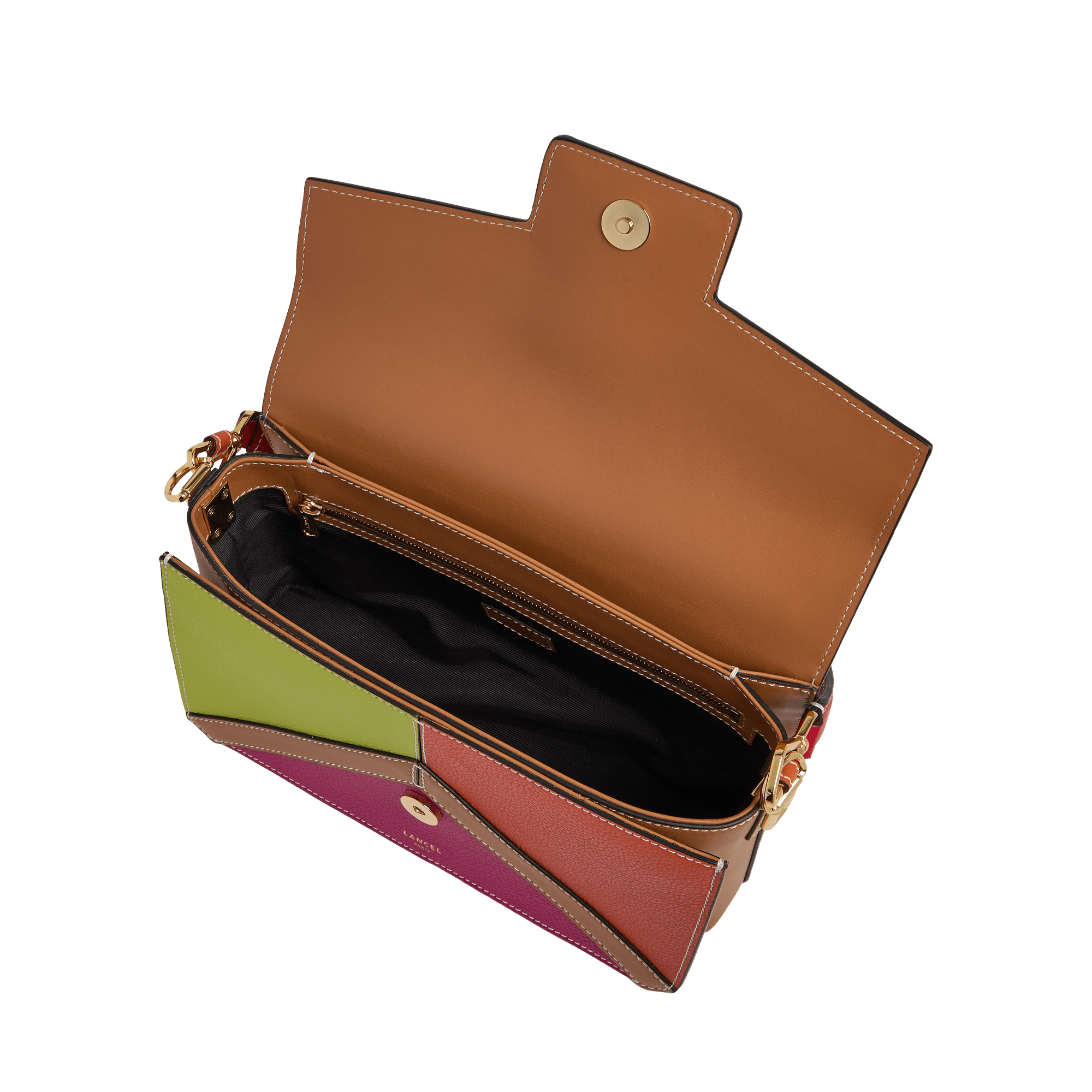 Angèle flap bag medium by lancel in leather LANCEL Purple