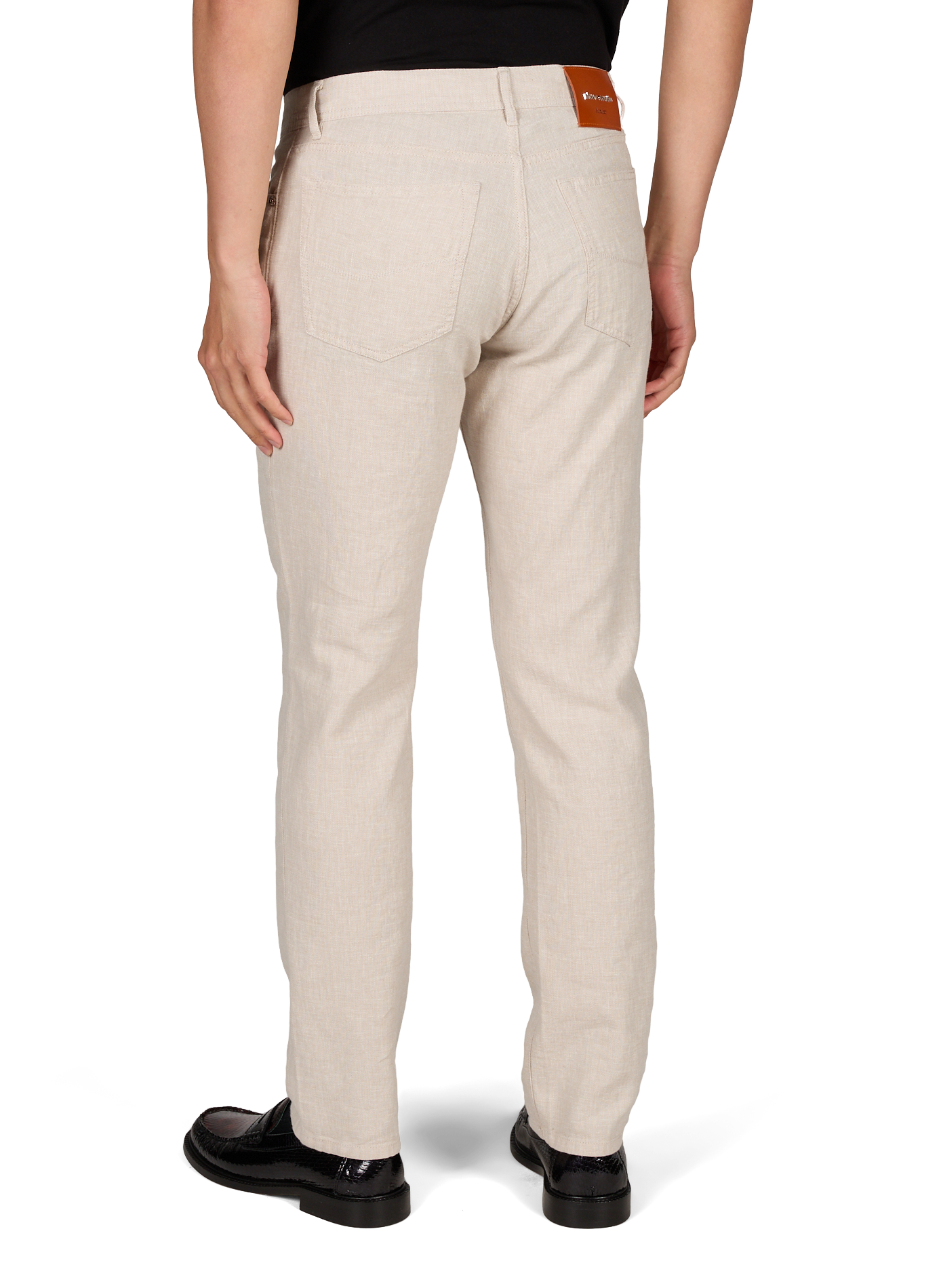 Regular fit pants in cotton and linen PIERRE CARDIN Beige