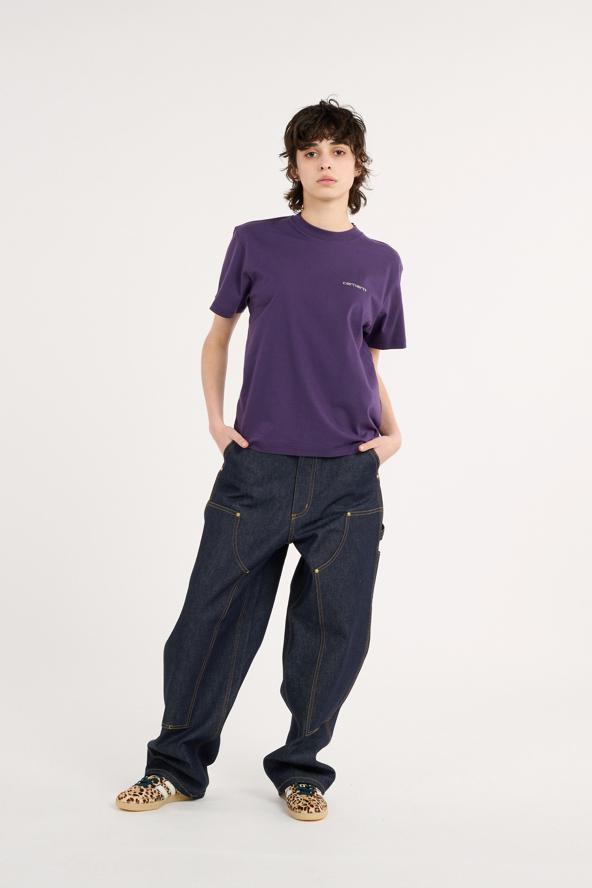 T-shirt w' s/s script embroidery t-s CARHARTT WIP Violet