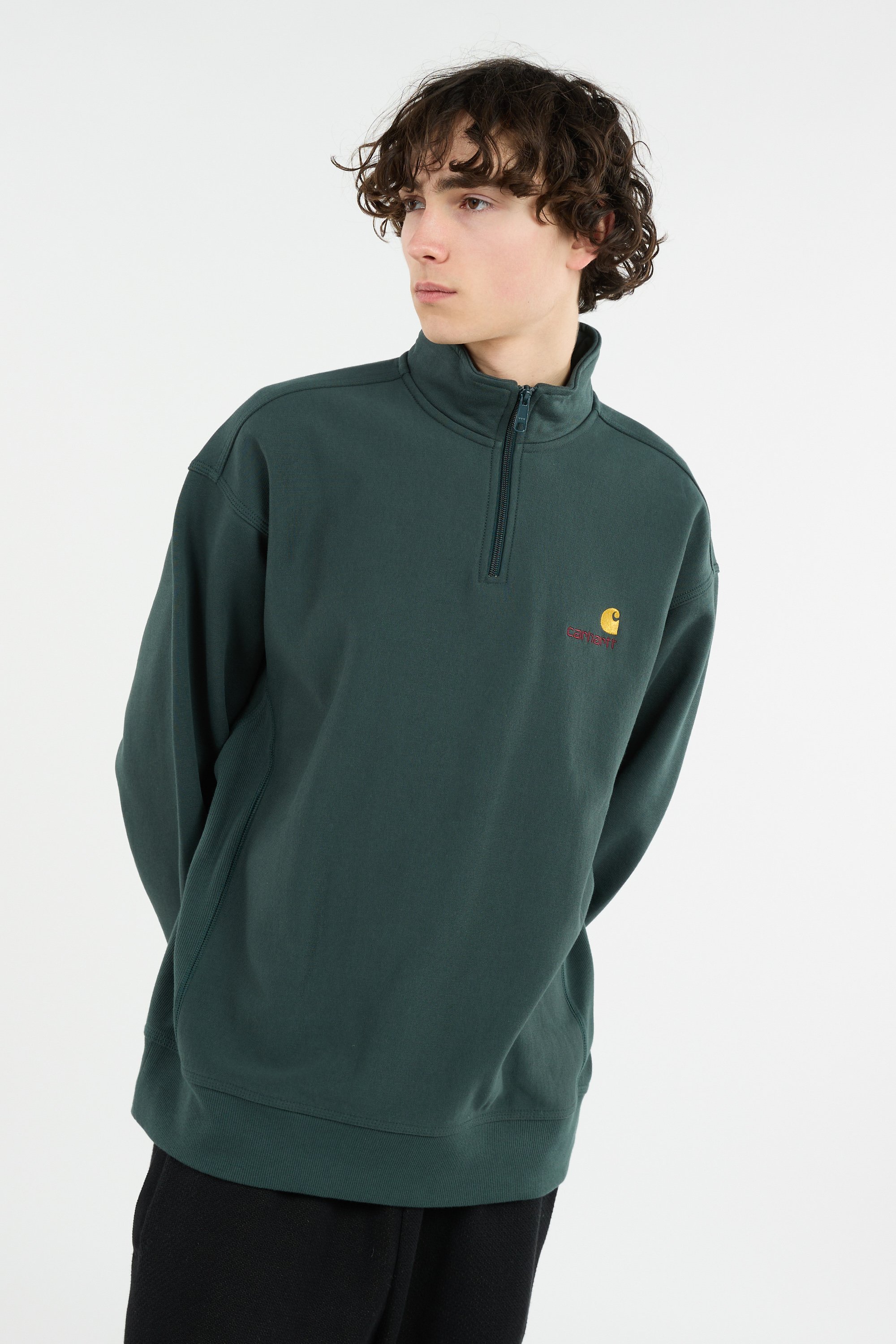 Sweat zippé half zip american script CARHARTT WIP Vert