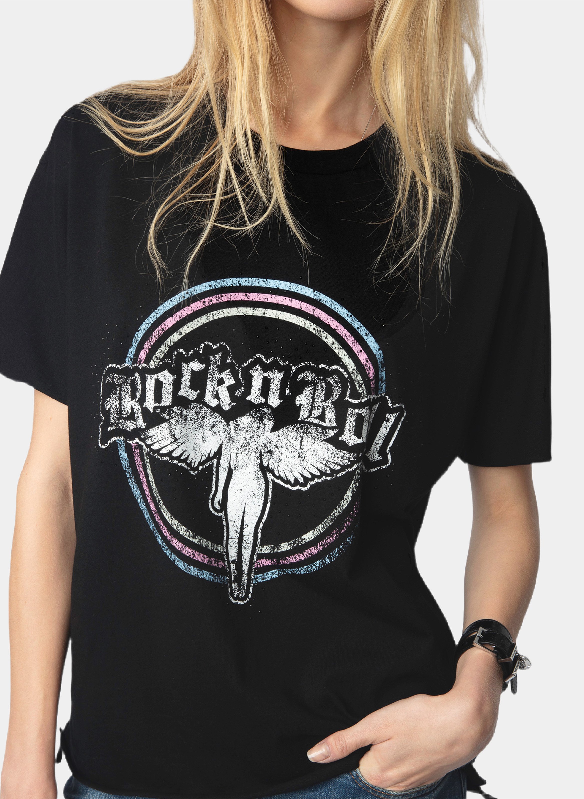 Tee-shirt imprimé en coton bio tommer ZADIG&VOLTAIRE Noir