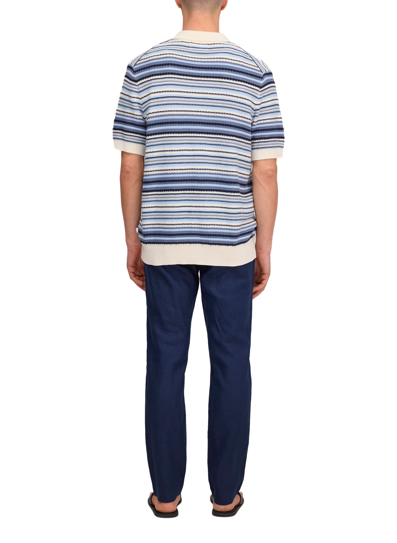 Striped cotton knit polo NN.07 Blue