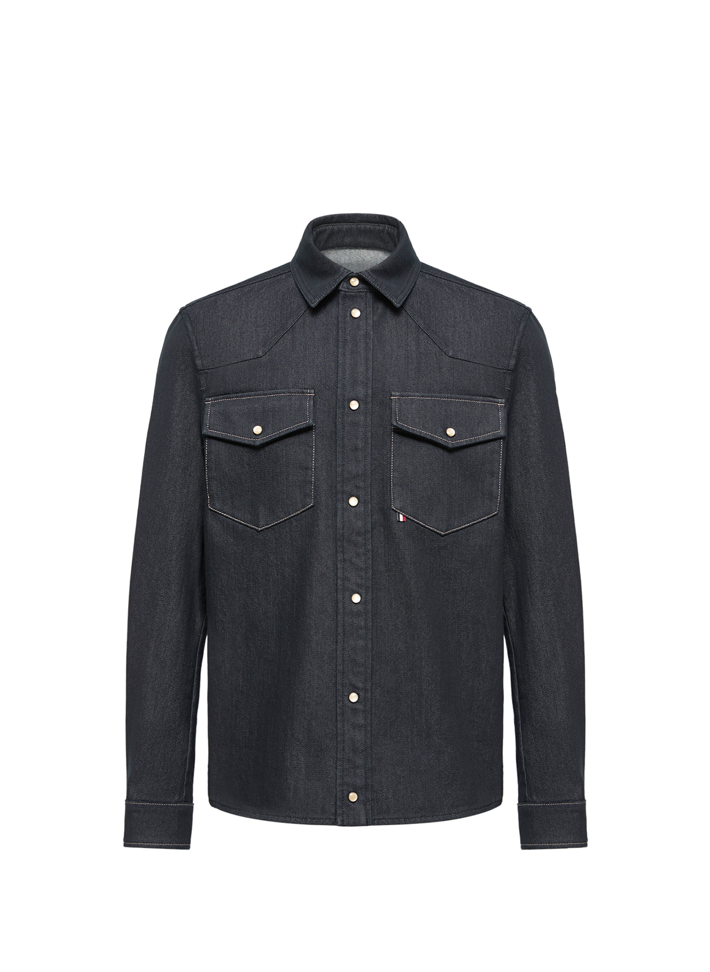 Hemd mit klassischem Kragen aus gemischter Baumwolldenim MONCLER Blau