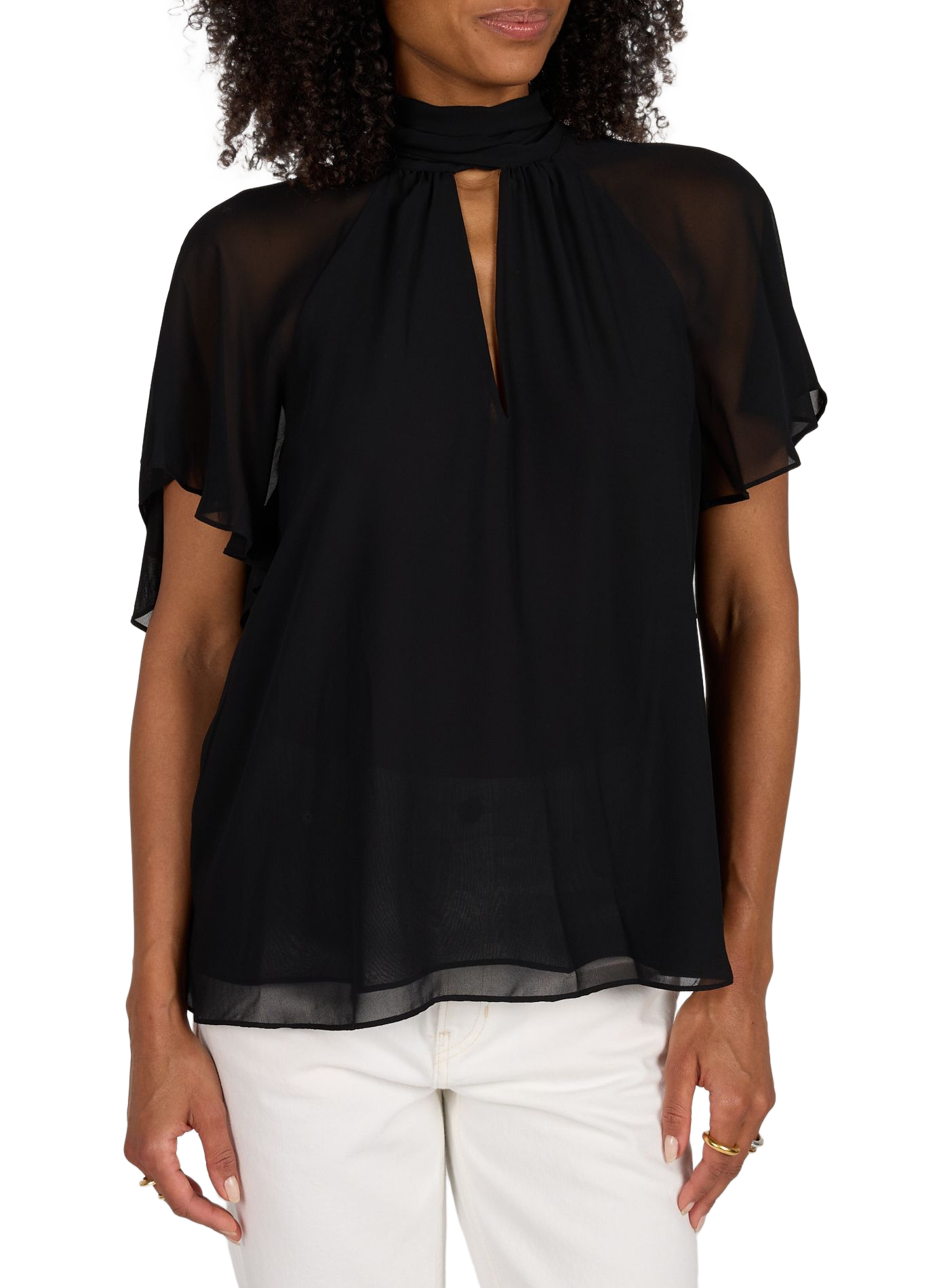Kurzarm-Top mit V-Ausschnitt von Hellen GUESS Schwarz