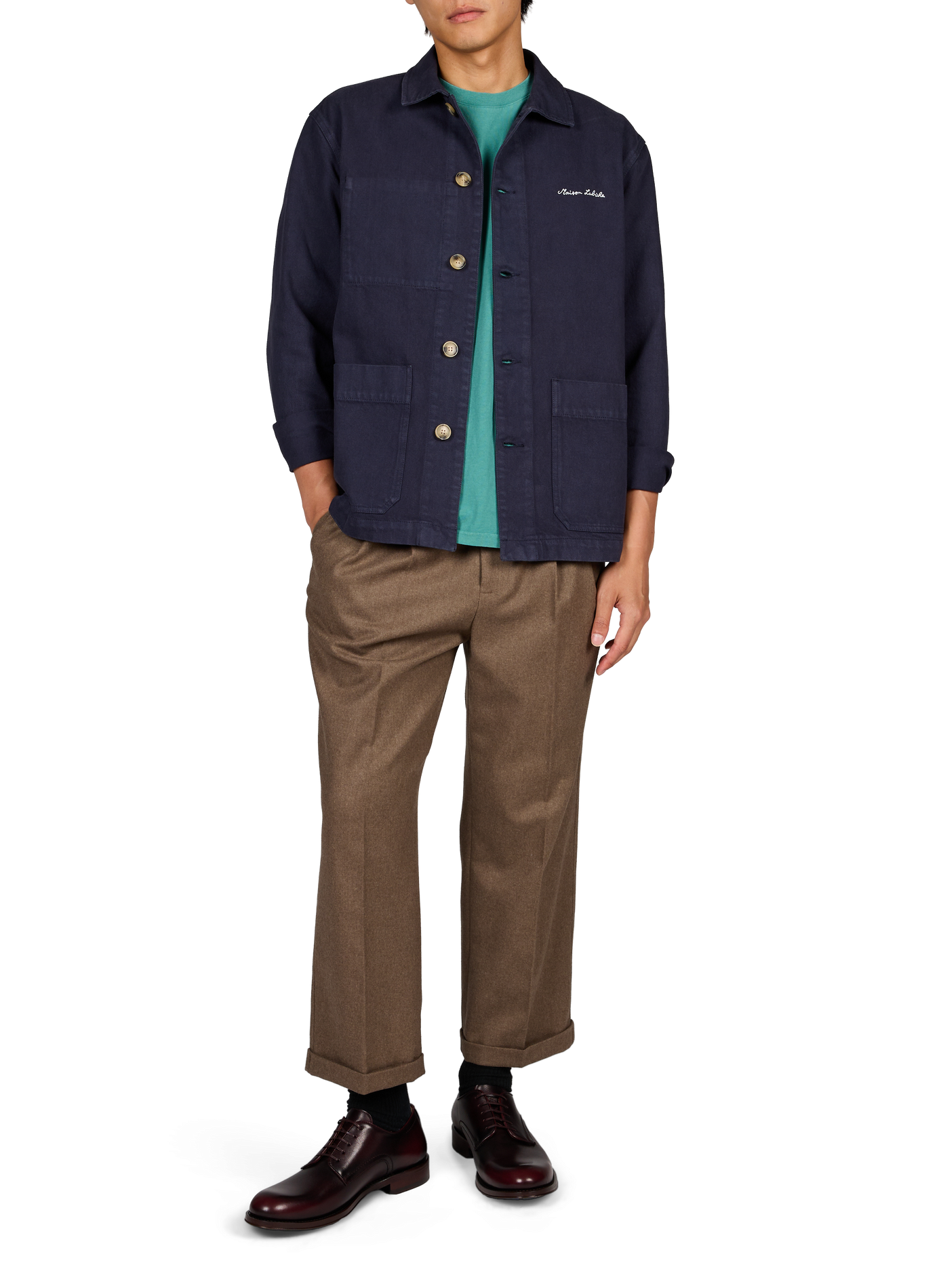 Straight jacket with cotton embroidery MAISON LABICHE Blue