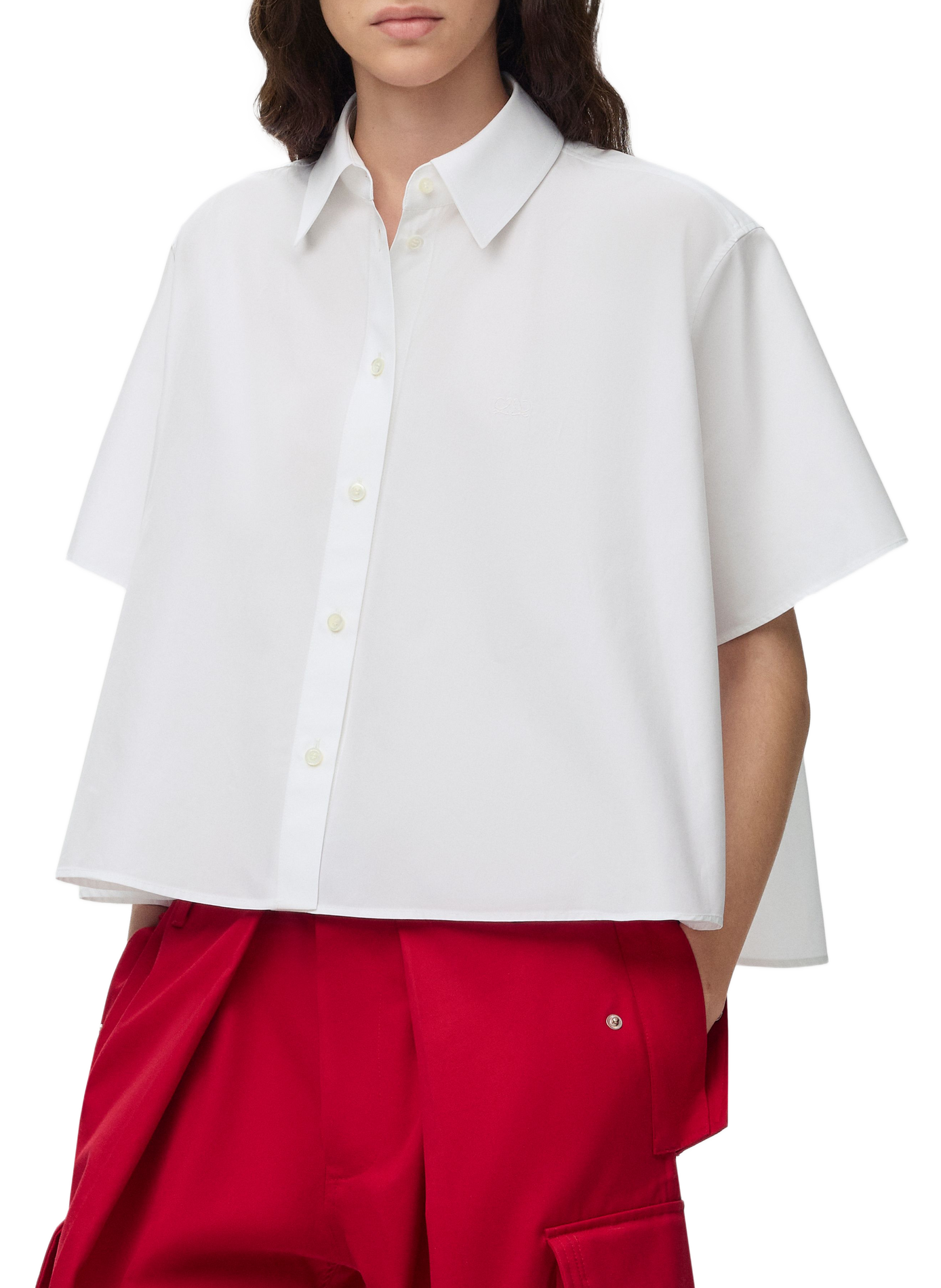 A-line short-sleeved cotton shirt LOEWE White