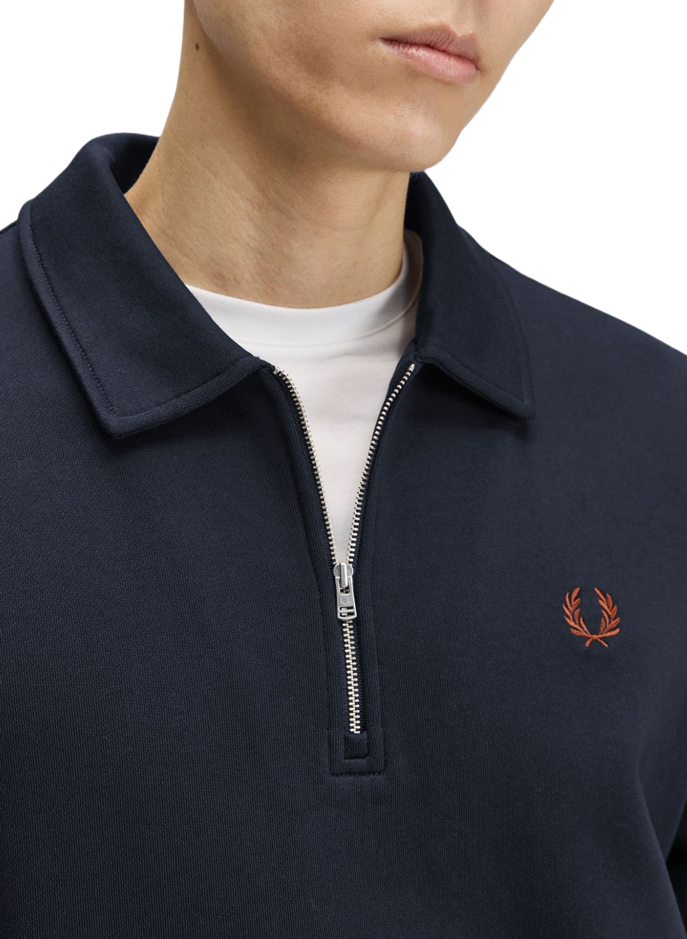 Cotton polo neck sweatshirt FRED PERRY Blue