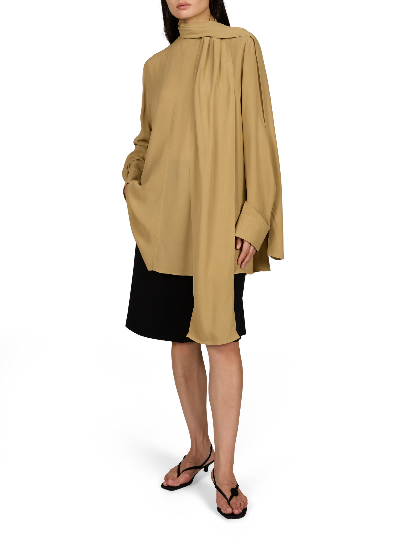 Loose blouse with draped scarf TOTEME Beige