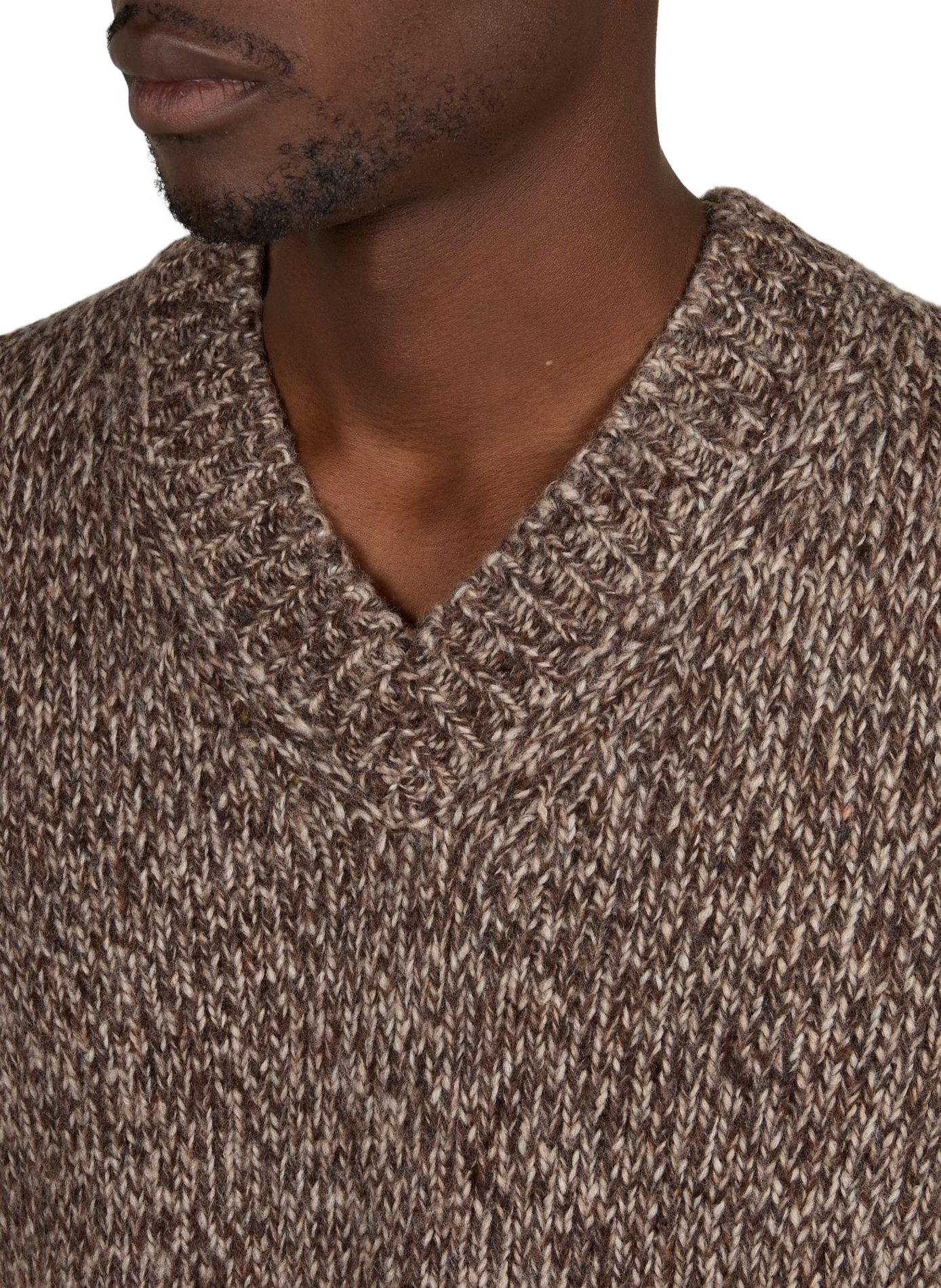 Straight V-neck wool blend sweater NN.07 Brown