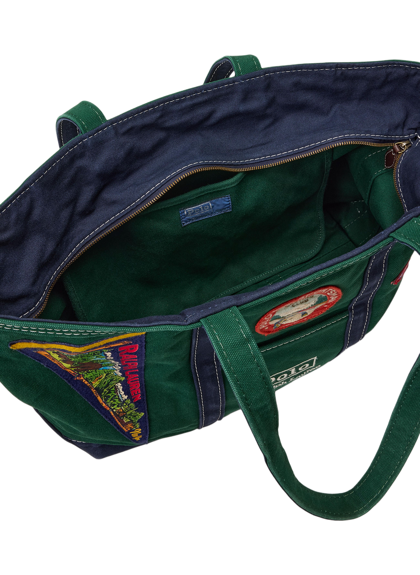 Leather bag with embroidered patches POLO RALPH LAUREN Green