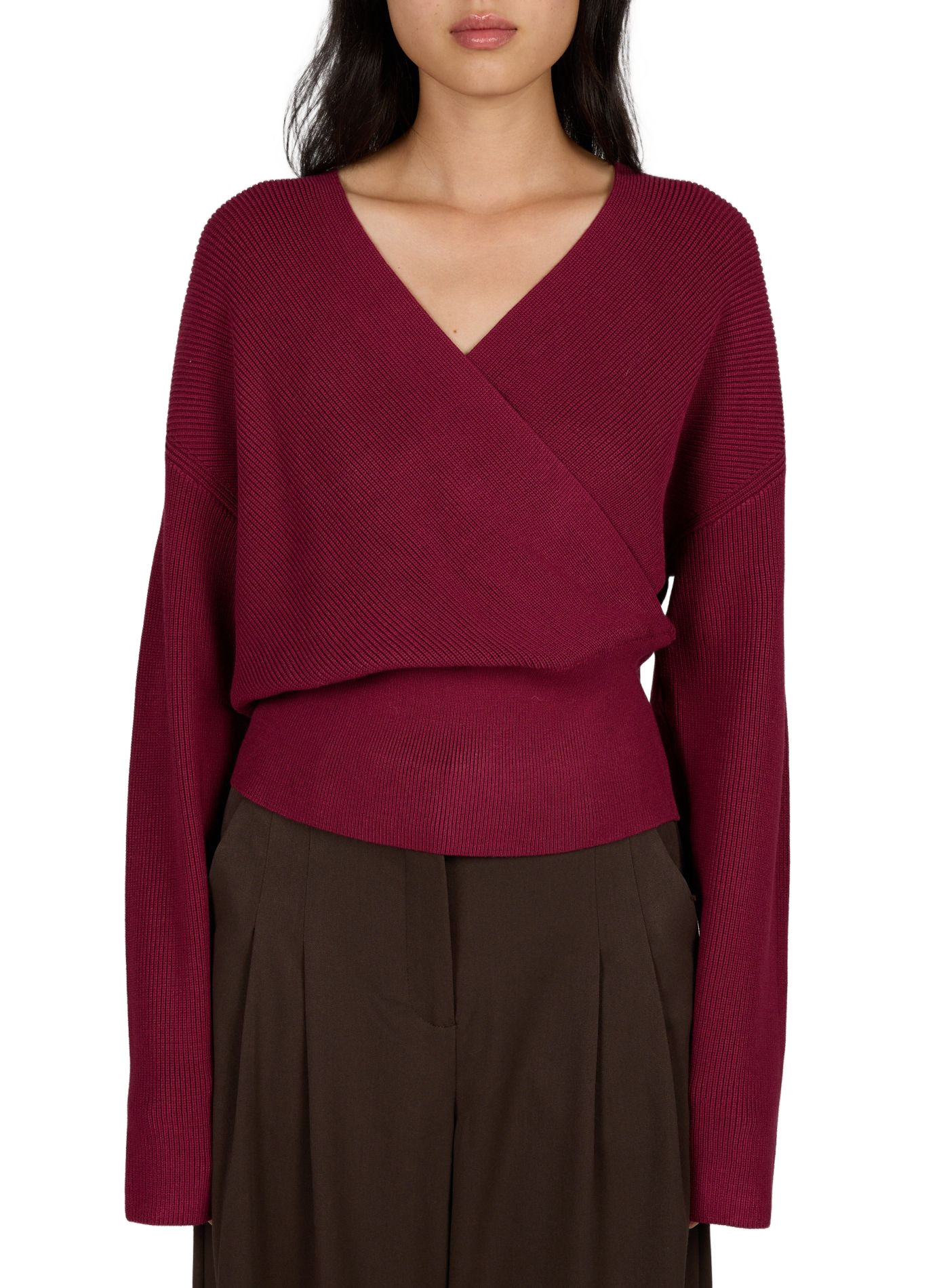 Wrap knit sweater MSCH Red