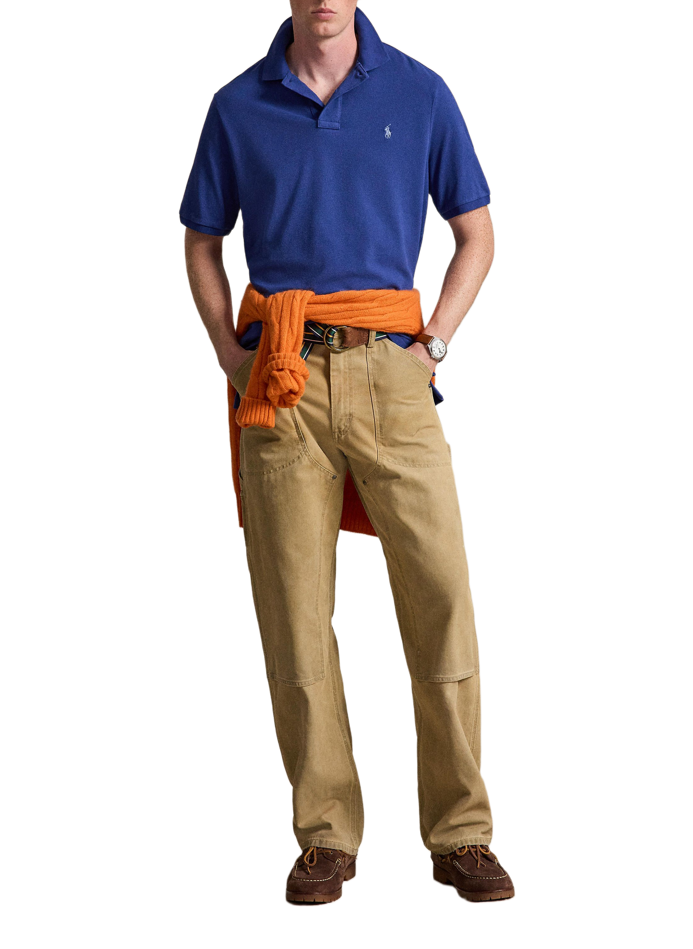 Polo droit en piqué de coton POLO RALPH LAUREN Bleu